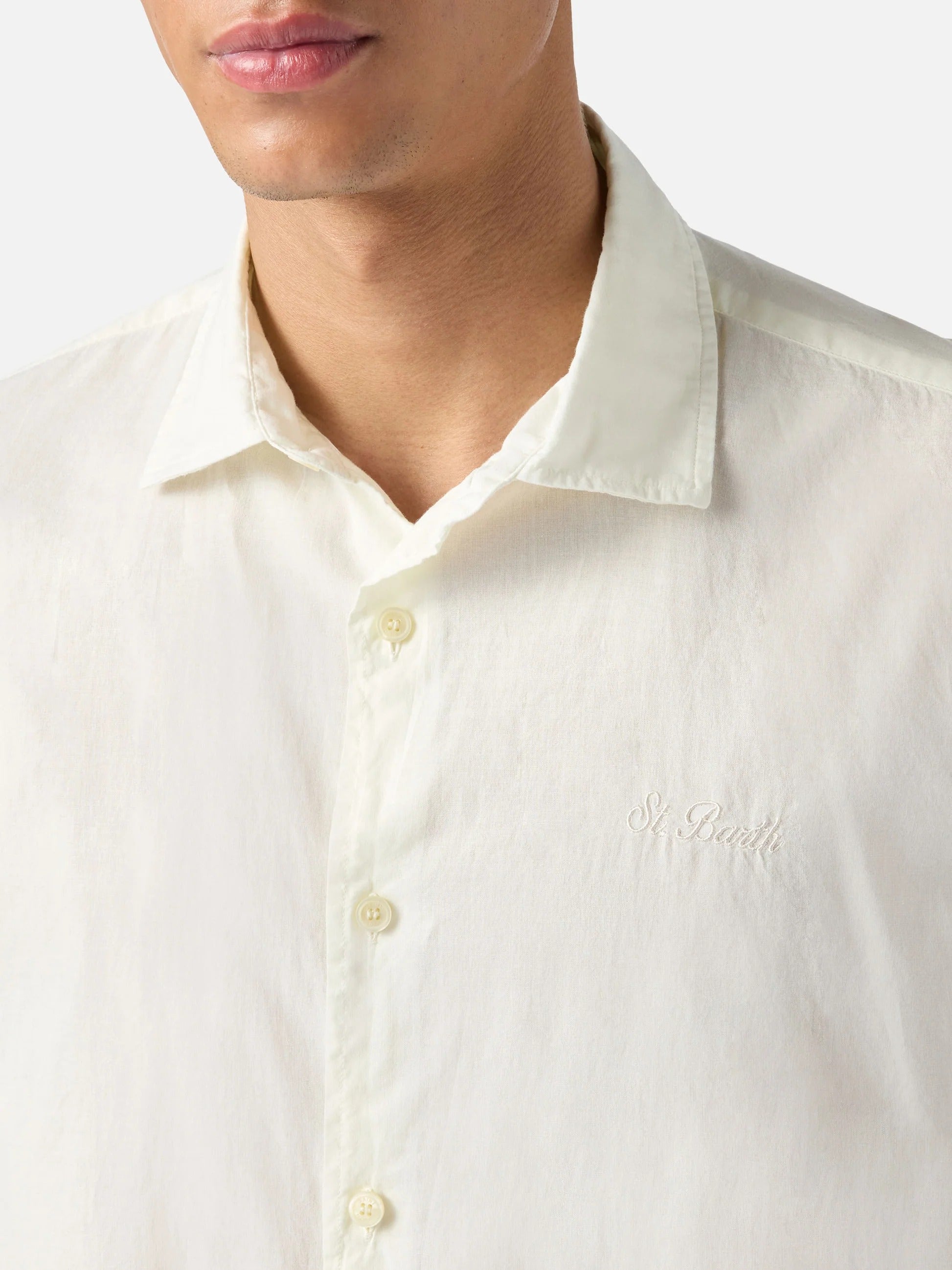 Camicia Chemise in cotone panna tinta unita LCM0001 00095L MC2 SAINT BARTH 