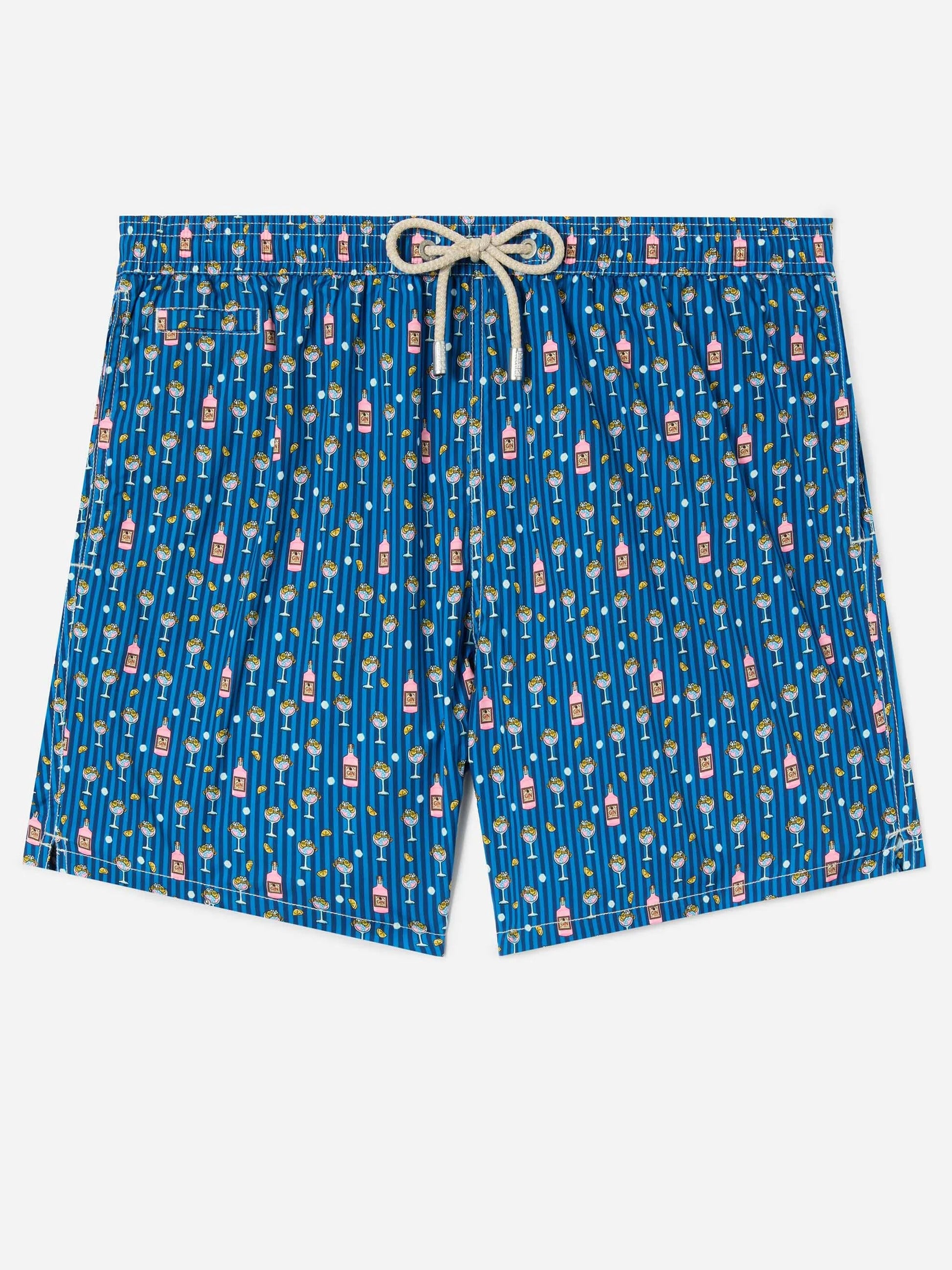 Costume mare Lighting Micro navy con stampa cocktail all-over LIG0016 00229L MC2 SAINT BARTH 