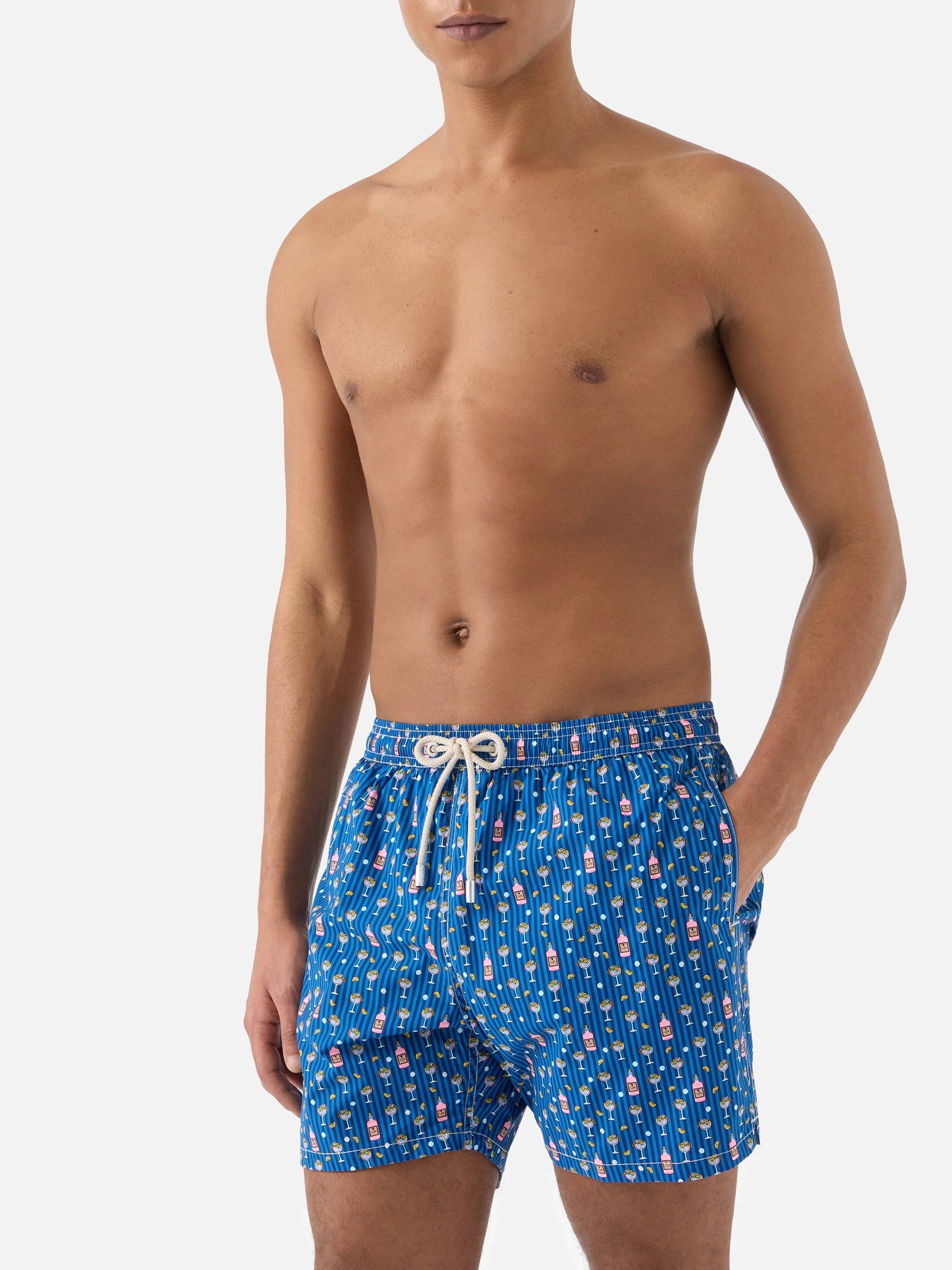 Costume mare Lighting Micro navy con stampa cocktail all-over LIG0016 00229L MC2 SAINT BARTH 