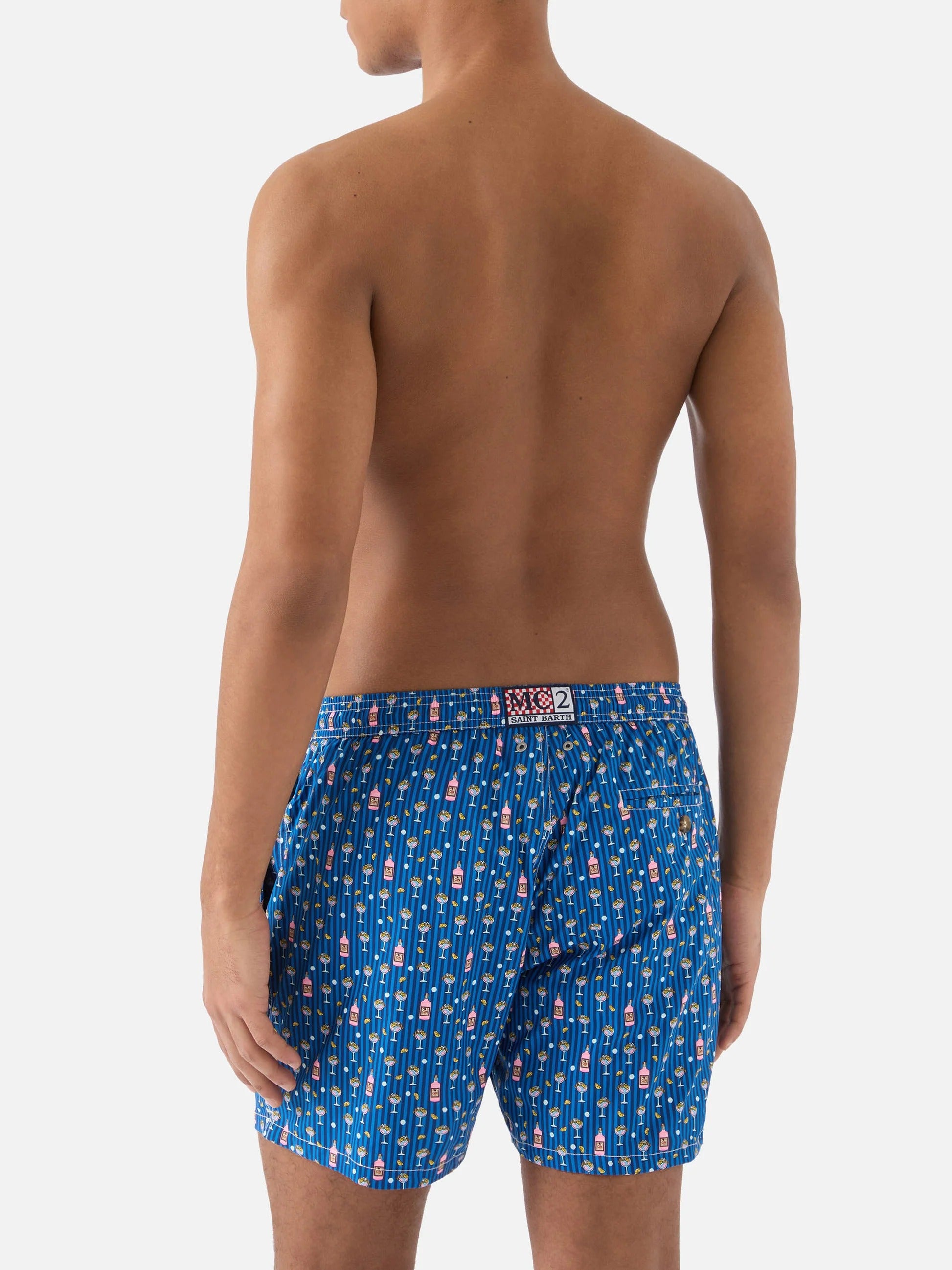 Costume mare Lighting Micro navy con stampa cocktail all-over LIG0016 00229L MC2 SAINT BARTH 