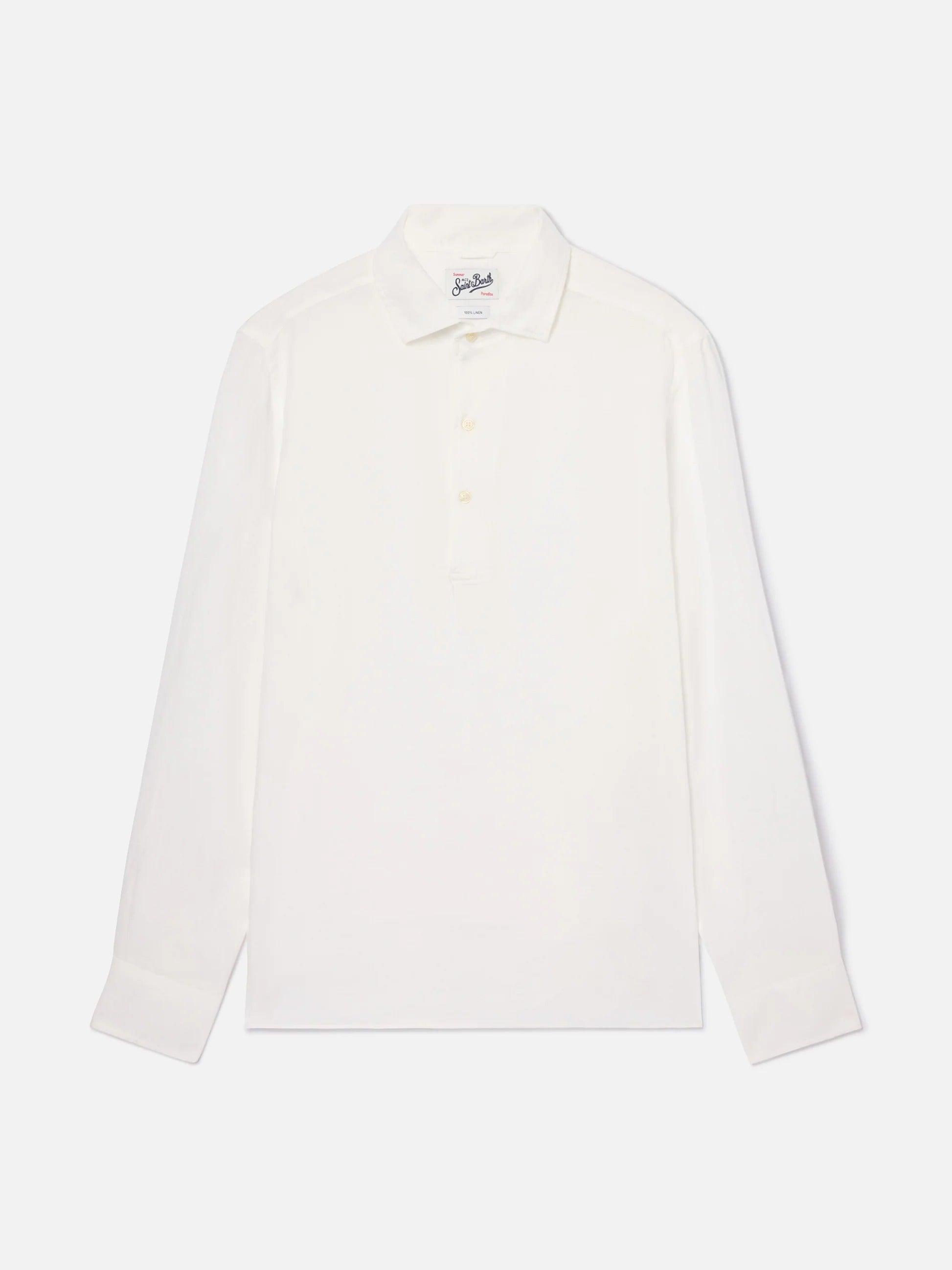 Polo Raphael a maniche lunghe in lino bianco RPA000101457L RPA0001 01457L MC2 SAINT BARTH 