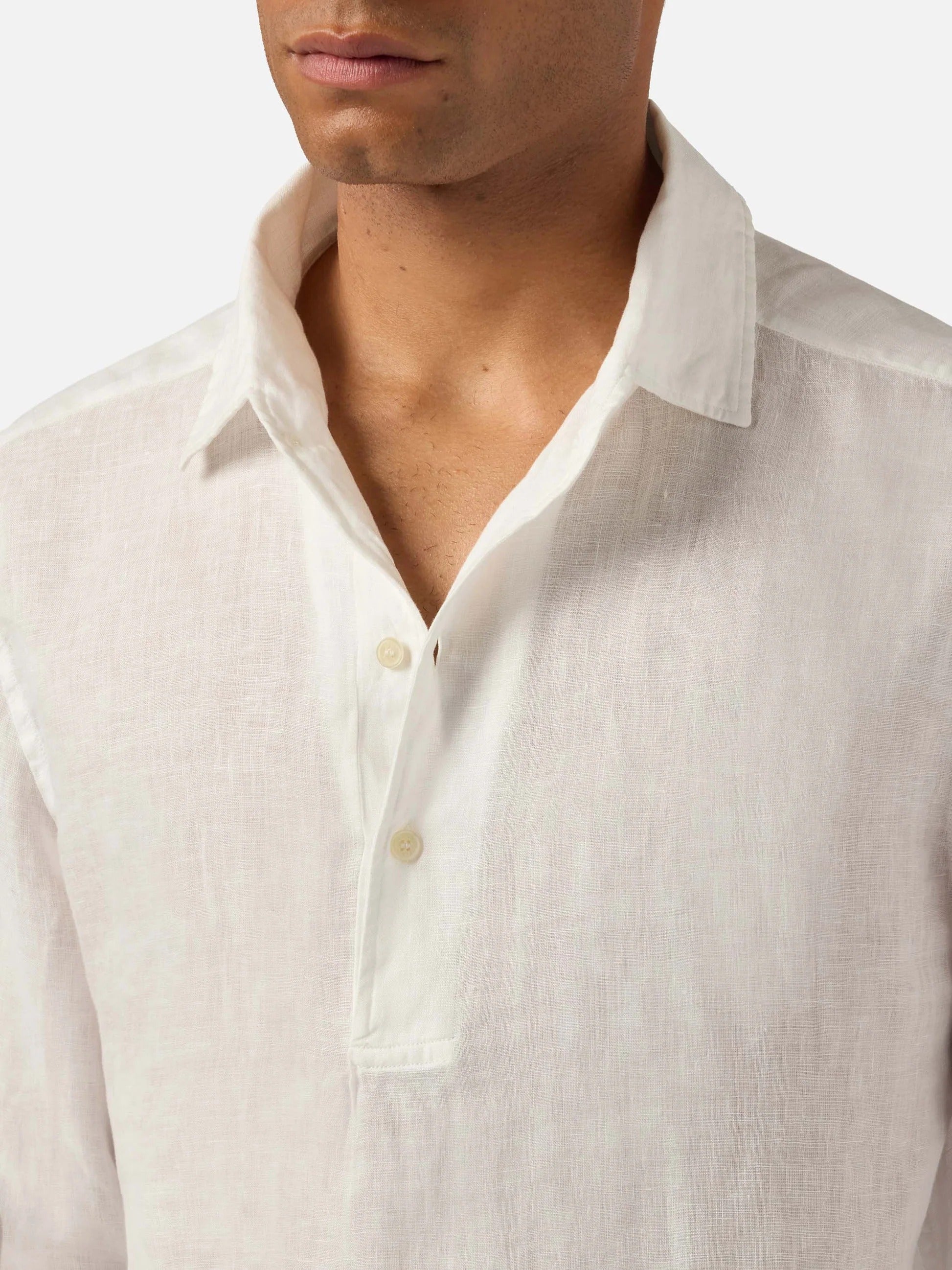 Polo Raphael a maniche lunghe in lino bianco RPA000101457L RPA0001 01457L MC2 SAINT BARTH 