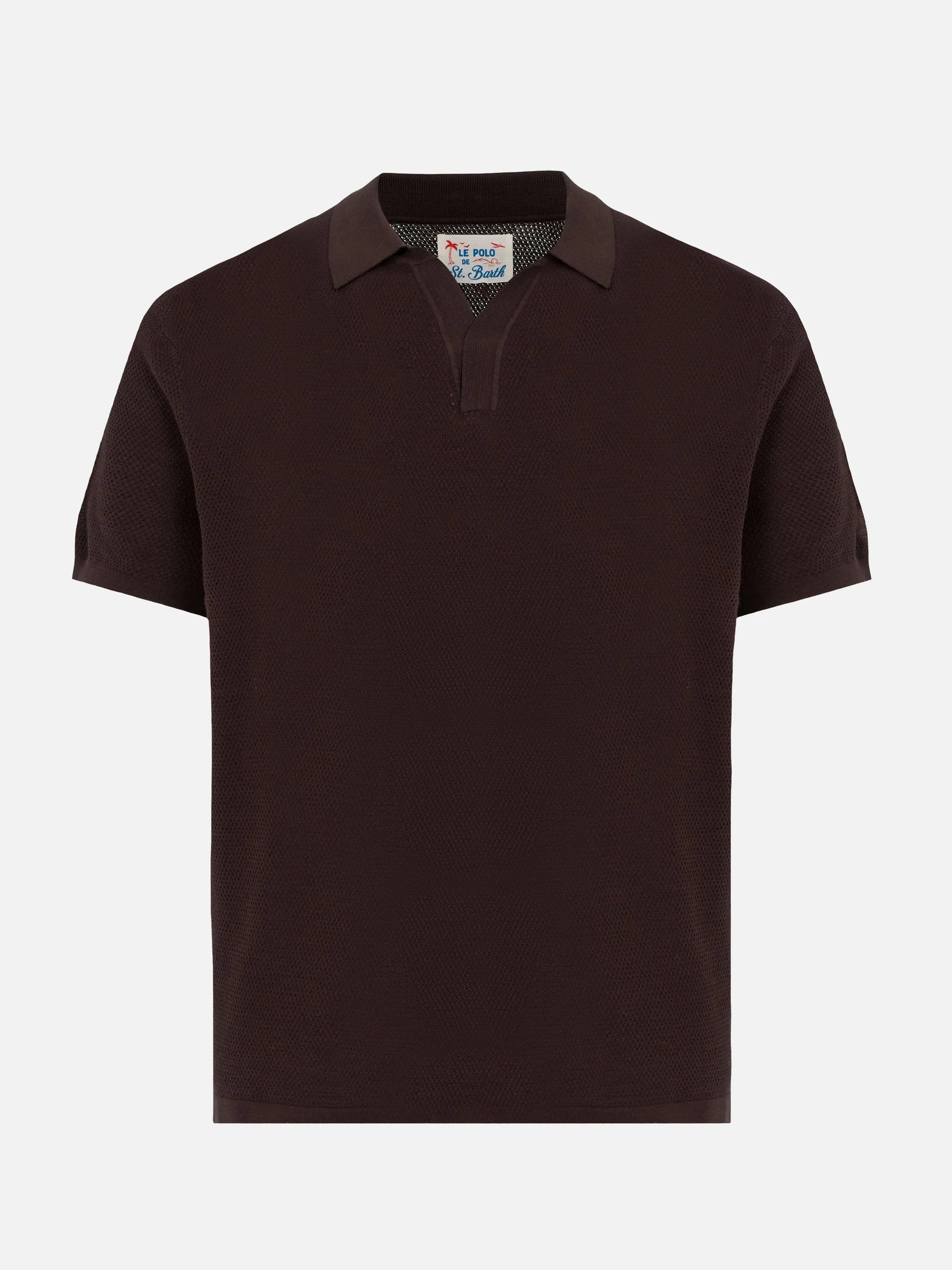 Polo Sloan senza bottoni in maglia a rete marrone SLO0009 00098L MC2 SAINT BARTH 