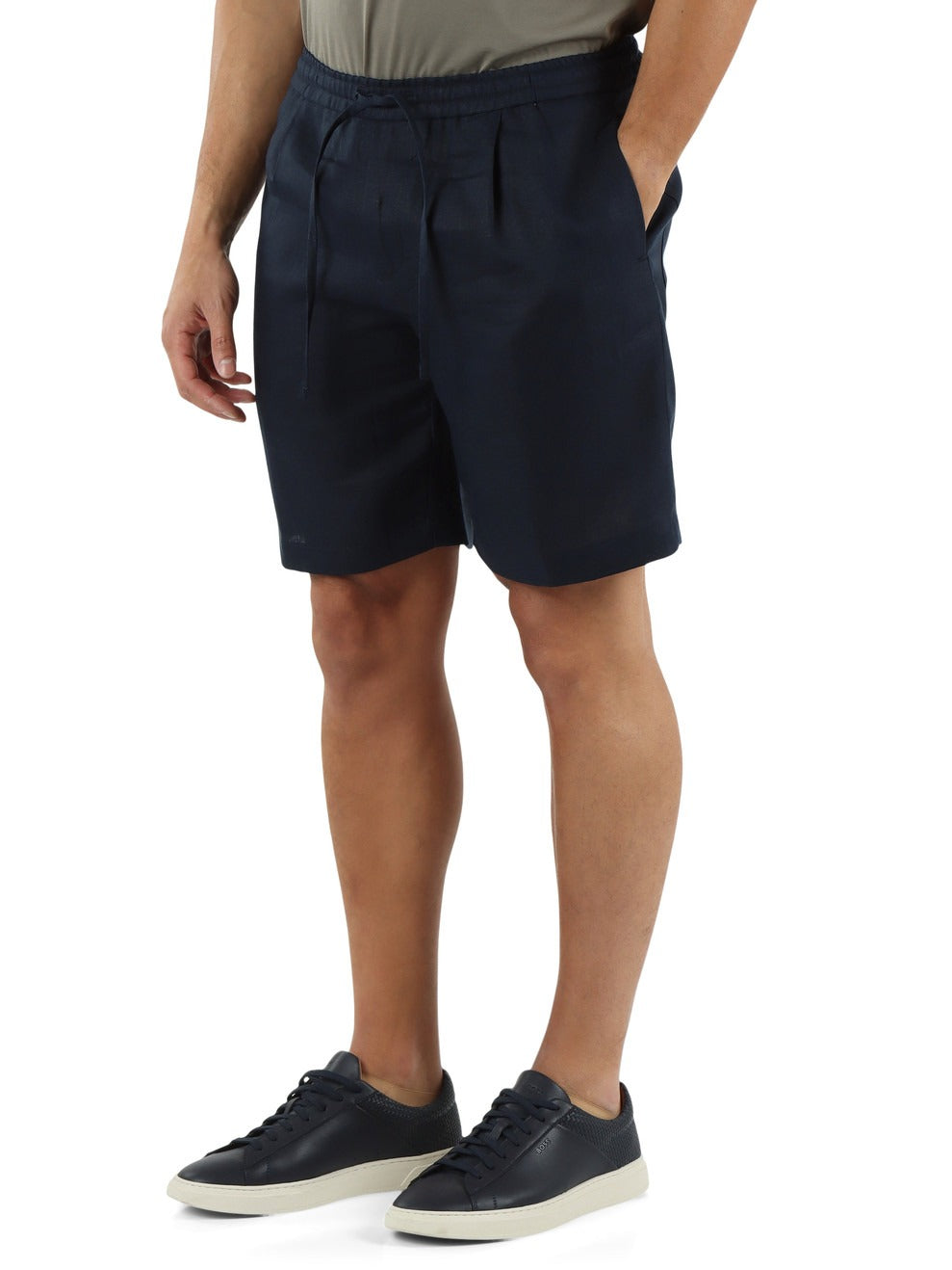 MICHAEL COAL<BR/>Bermuda in lino con coulisse MC-MAX/3259 blu MCMAX3259S26B 001 MICHAEL COAL 