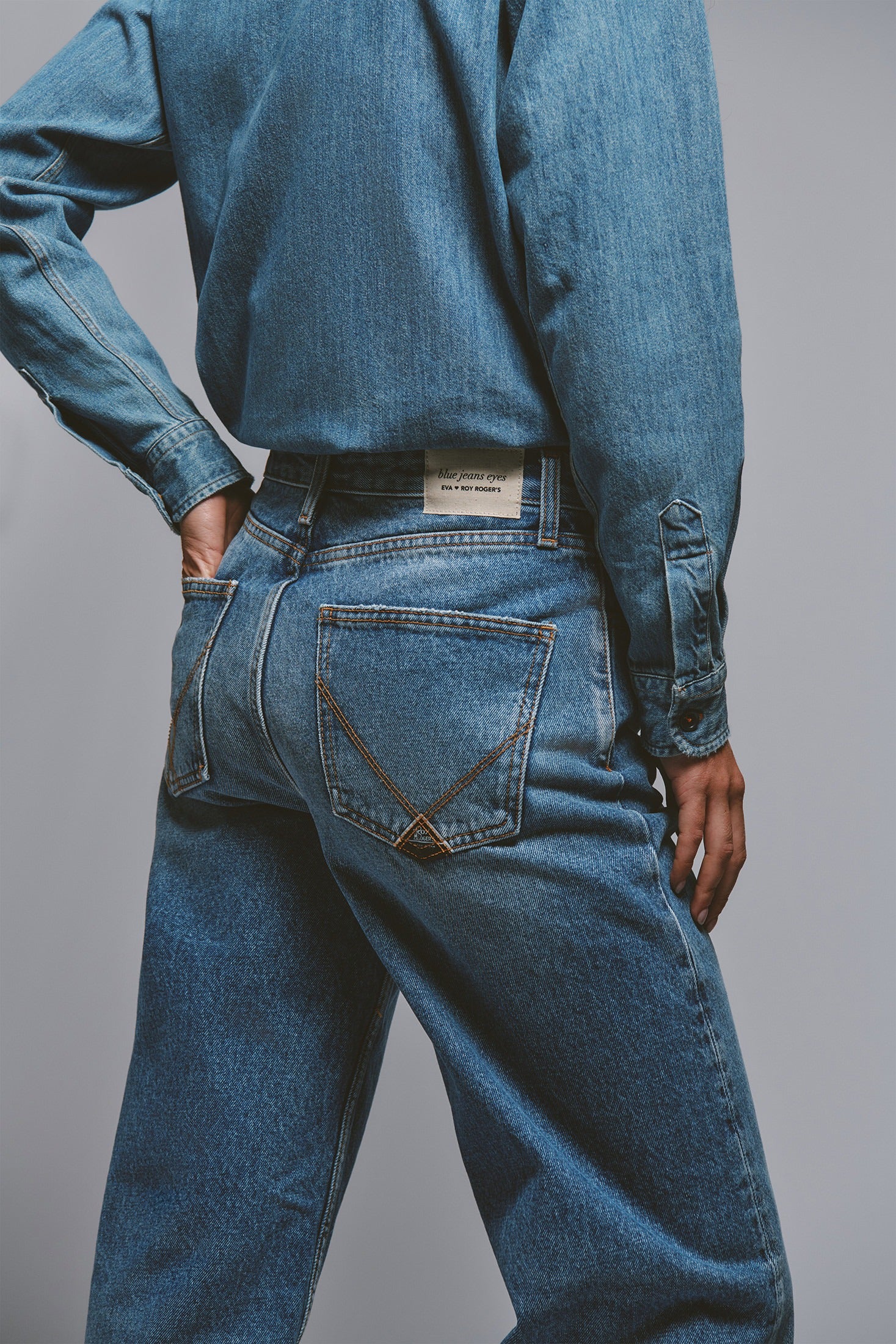 Super wide r.r.eva herzigova denim lyocell cotton vintage RND90350CT312876 C0999 ROY ROGER'S 