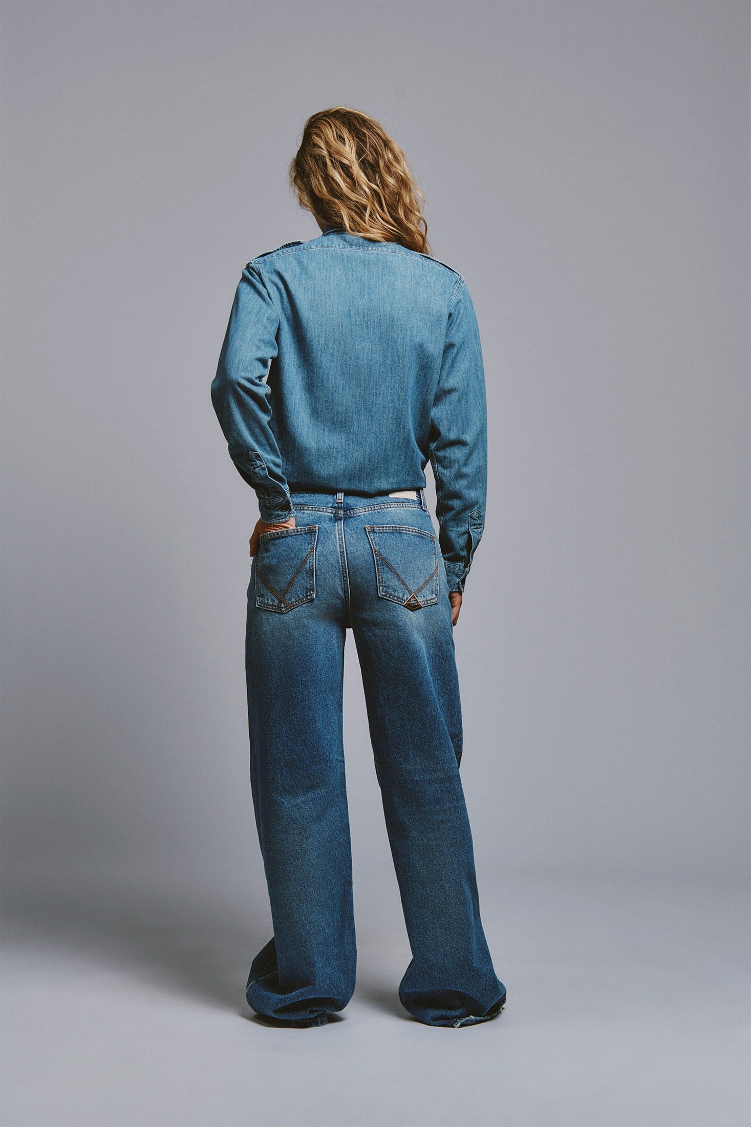 Super wide r.r.eva herzigova denim lyocell cotton vintage RND90350CT312876 C0999 ROY ROGER'S 
