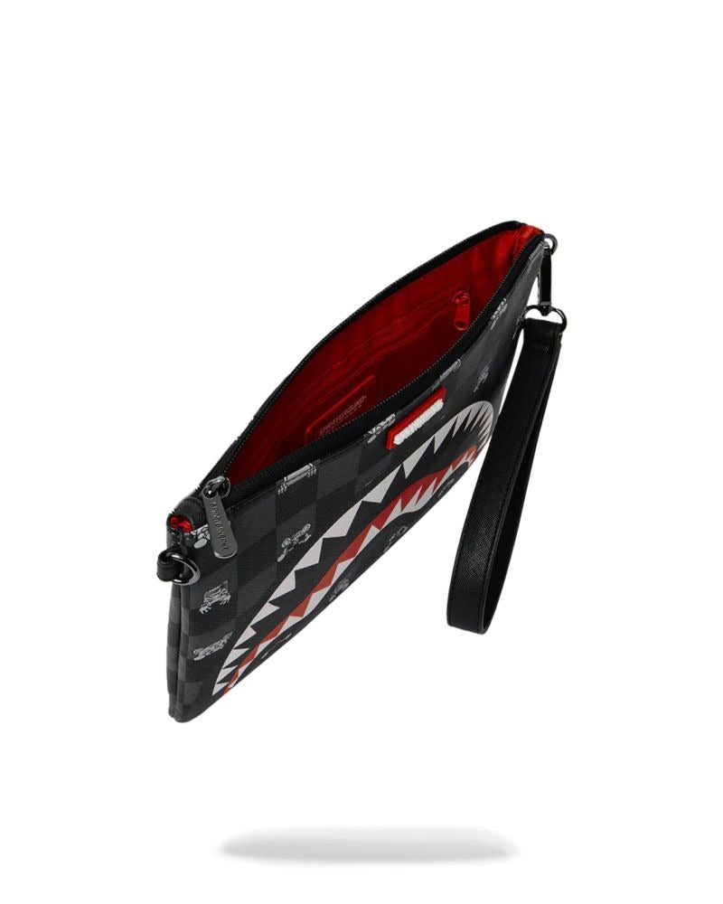 SPRAYGROUND Pochette Nera GRAY PEEKING CHARACTER CHECK CROSSOVER CLUTCH 910B8915NSZ V.UNICA SPRAYGROUND 