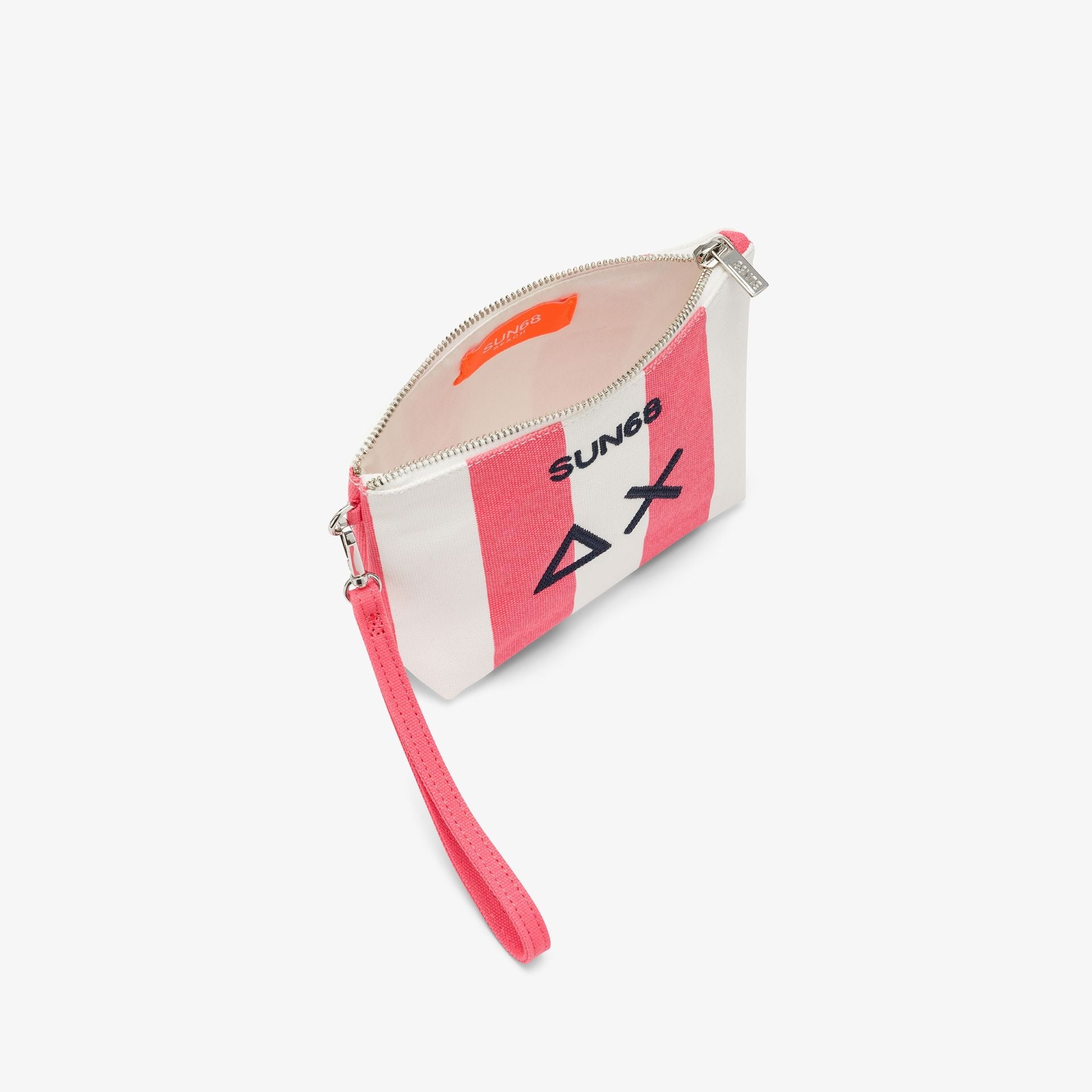 Pouch in tela di cotone stampato fucsia/bianco panna W36219 2031 SUN 68 