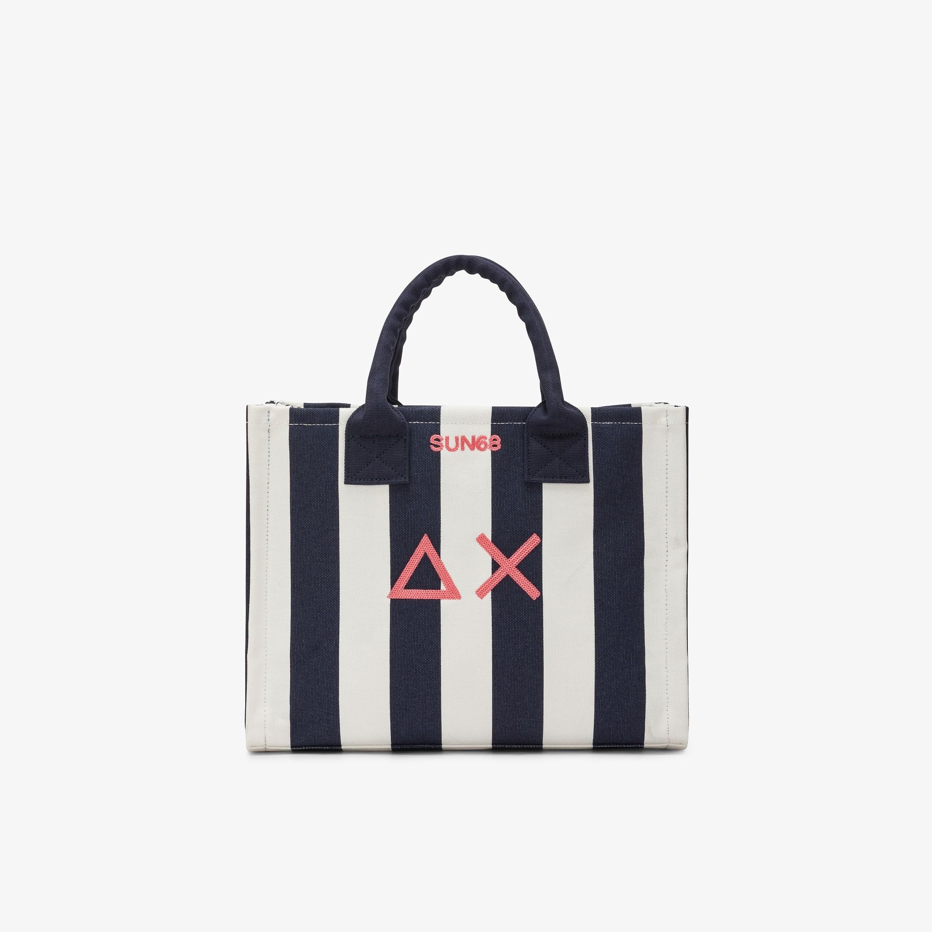 Shopping bag Cali in tela di cotone stampato blu navy/bianco panna W36220 0731 SUN 68 