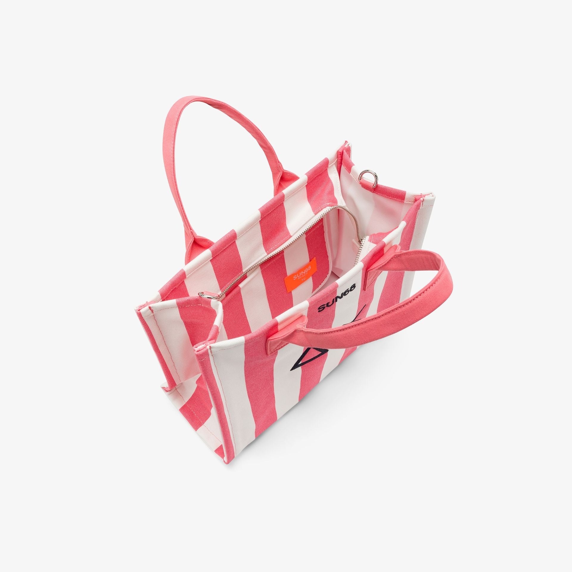Shopping bag Cali in tela di cotone stampato fucsia/bianco panna W36220 2031 SUN 68 