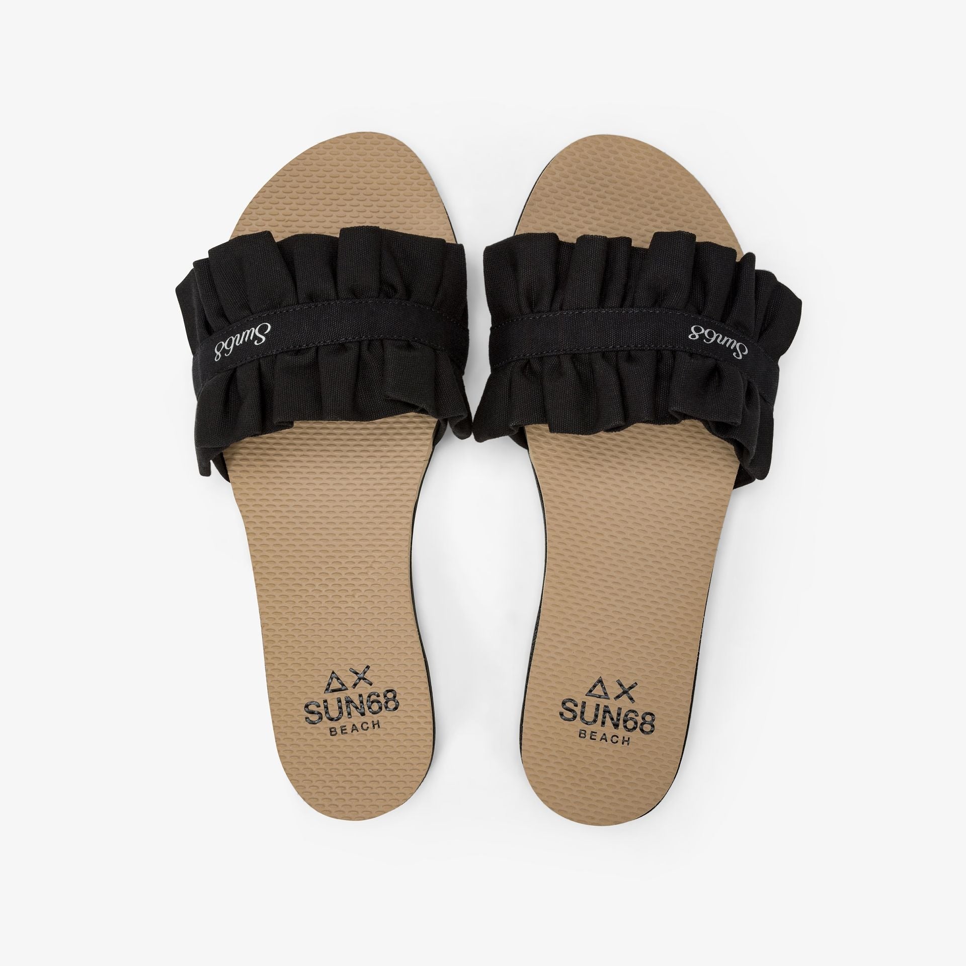 Ciabatte con rouches nero X36207 11 SUN 68 