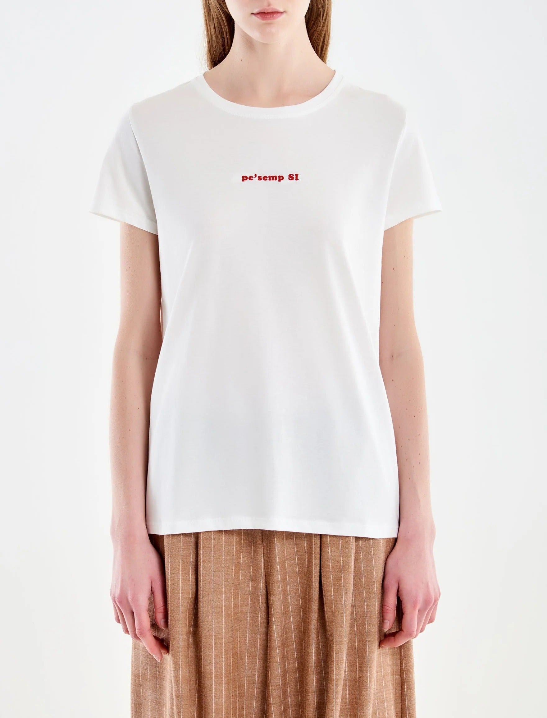T-Shirt girocollo con ricamo "Pe' semp si" VICOLO RAB0542 02 VICOLO 