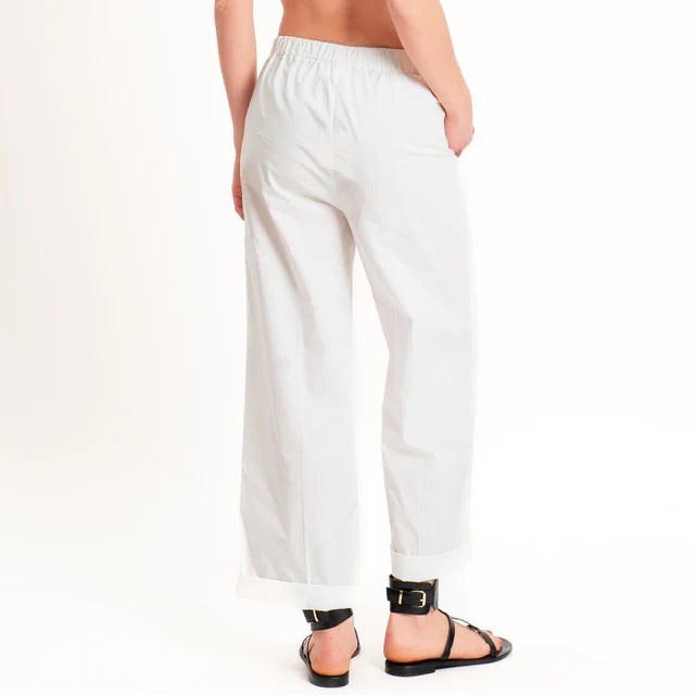 Vicolo-Pantalone popeline elastico dietro - bianco TAB2001 NATURALE VICOLO 