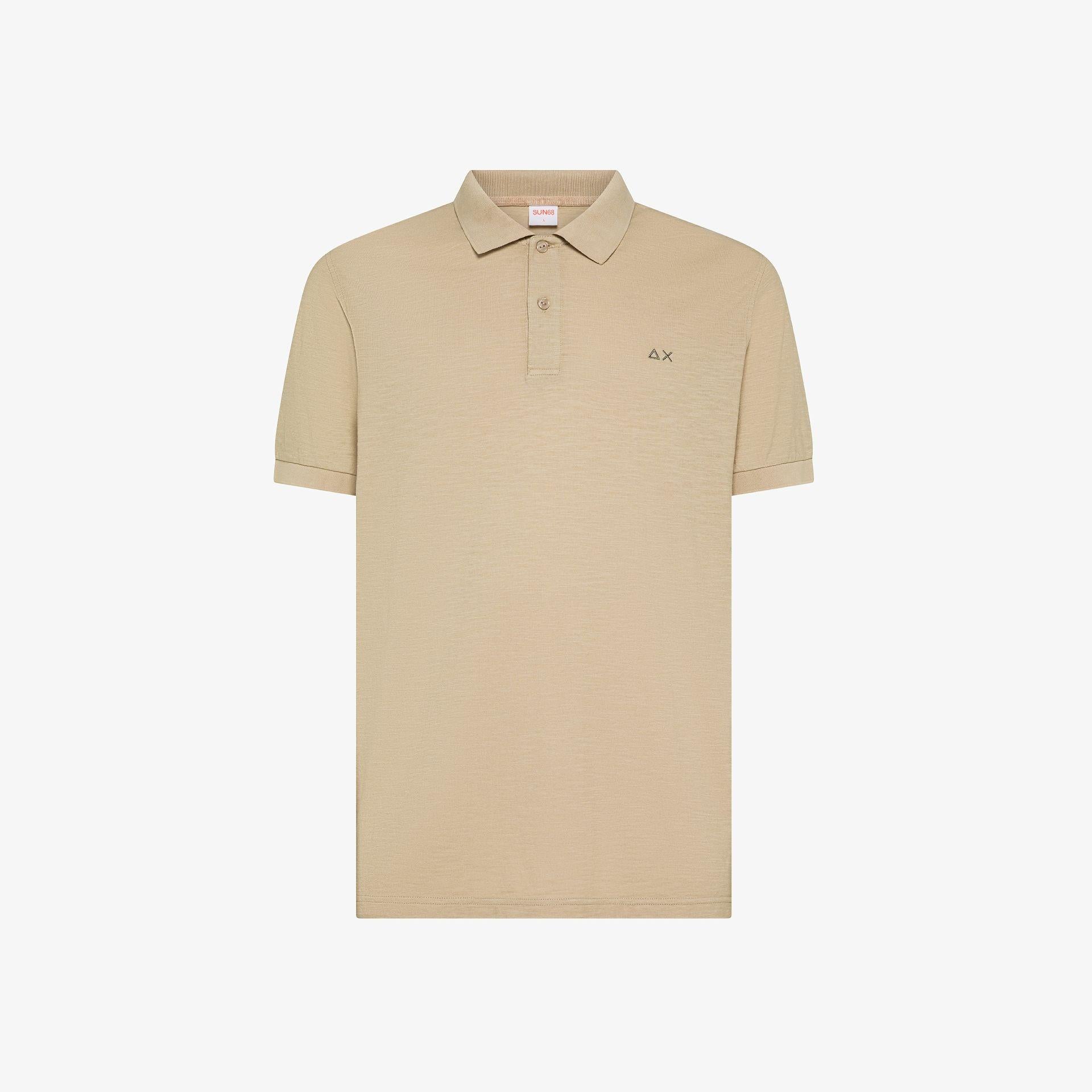 Polo con ricamo sul petto in cotone grigio stone A36135 98 SUN 68 