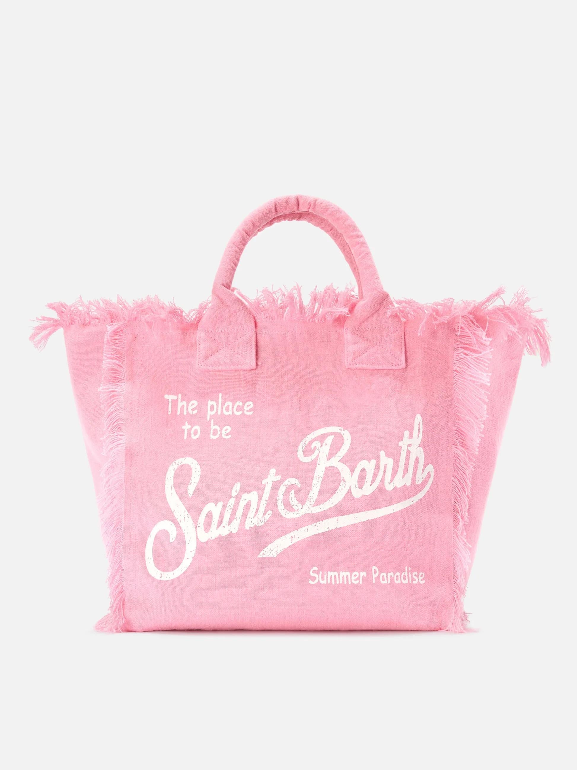 Borsa Vanity regular in lino rosa tinta unita VANI022 00142L MC2 SAINT BARTH 
