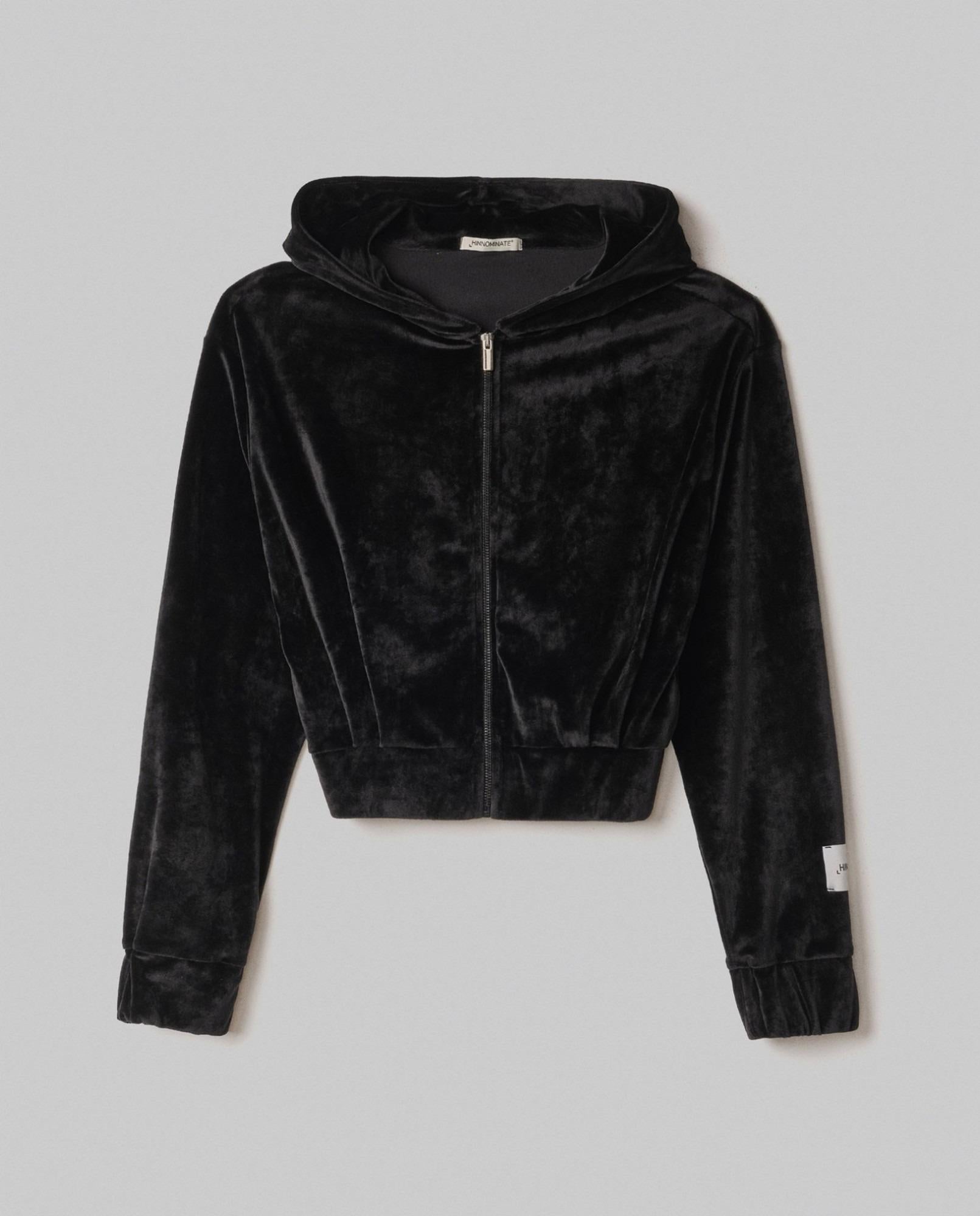 Giacca Cappuccio In Ciniglia Con Pences Alla Balza  Nero HMABW02047-PTTS0100 NE01 HINNOMINATE 