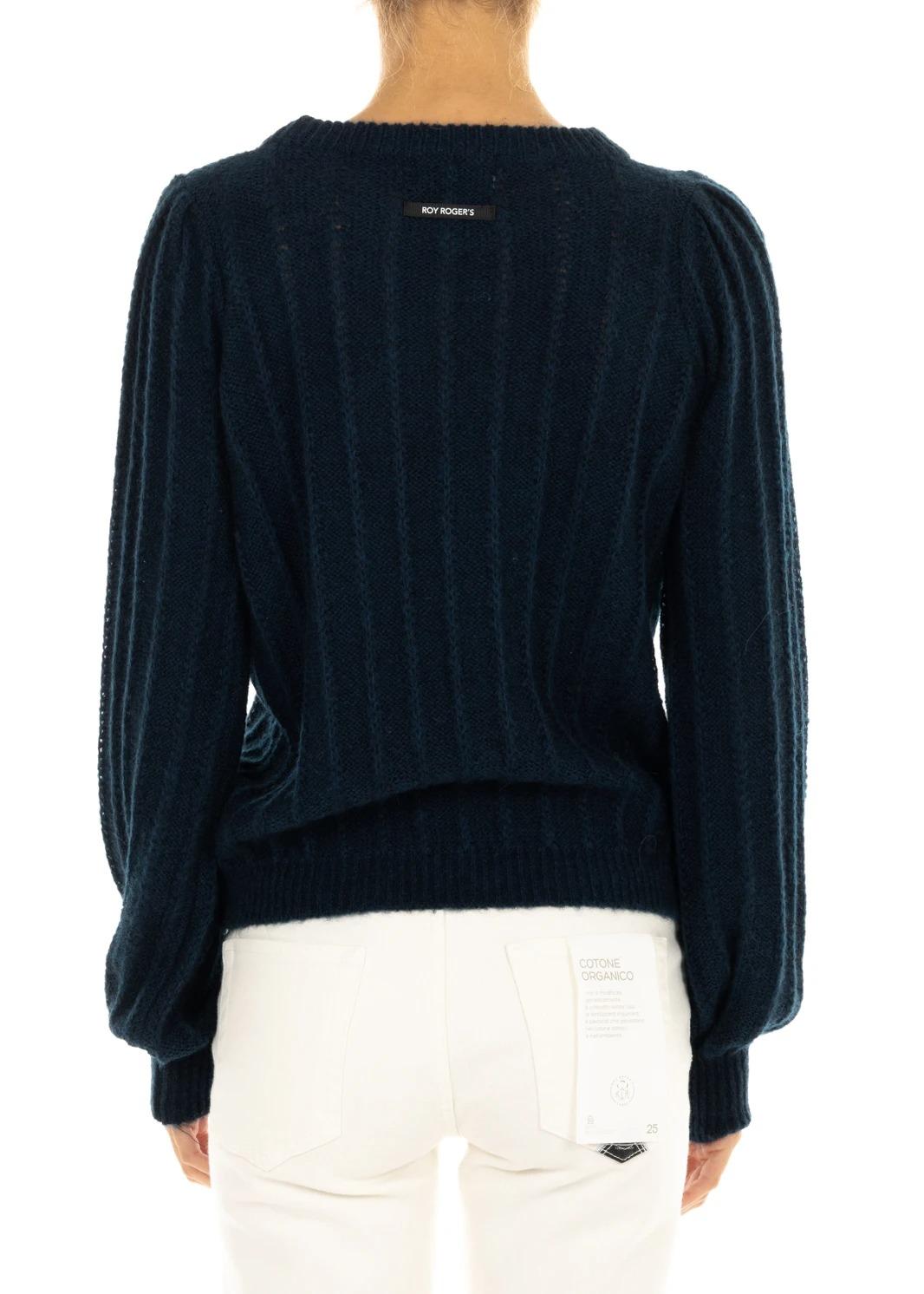 Roy Roger's maglione vertical rib alpaca blue navy RND90260CP22XXXX C0048 ROY ROGER'S 