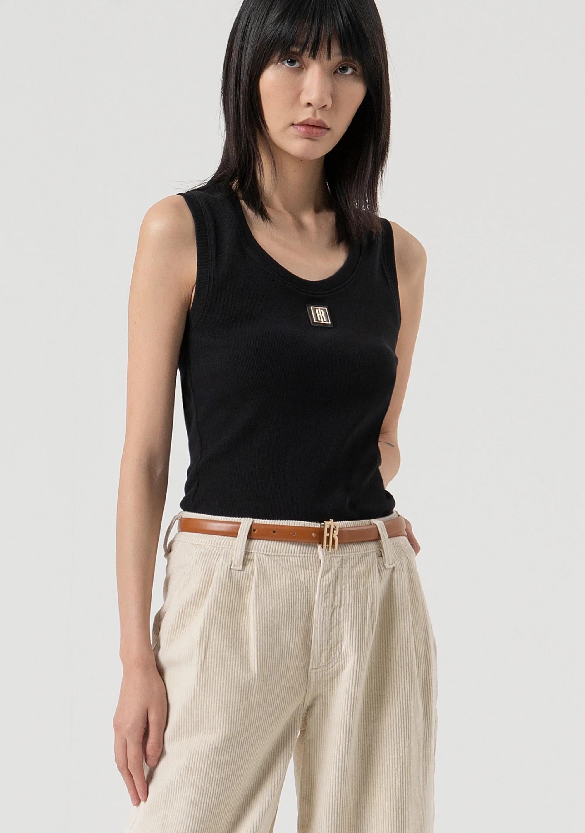 Fracomina Pantalone carrot in velluto con cintura abbinata vanilla FP25WVD014W56701 508 FRACOMINA 