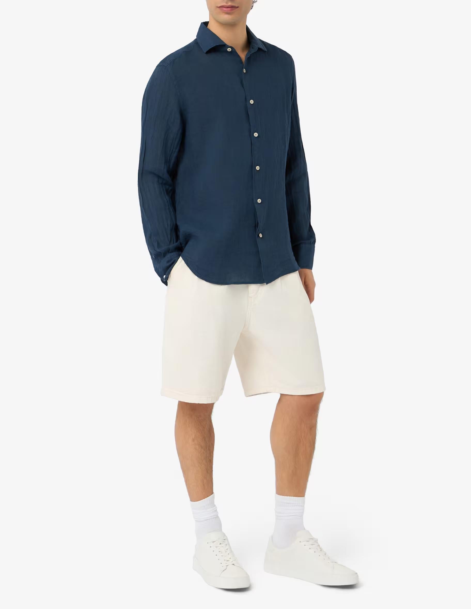 MC2 Saint Barth<BR/>Camicia manica lunga Pamplona Blue Navy PAMP001 00119L MC2 SAINT BARTH 