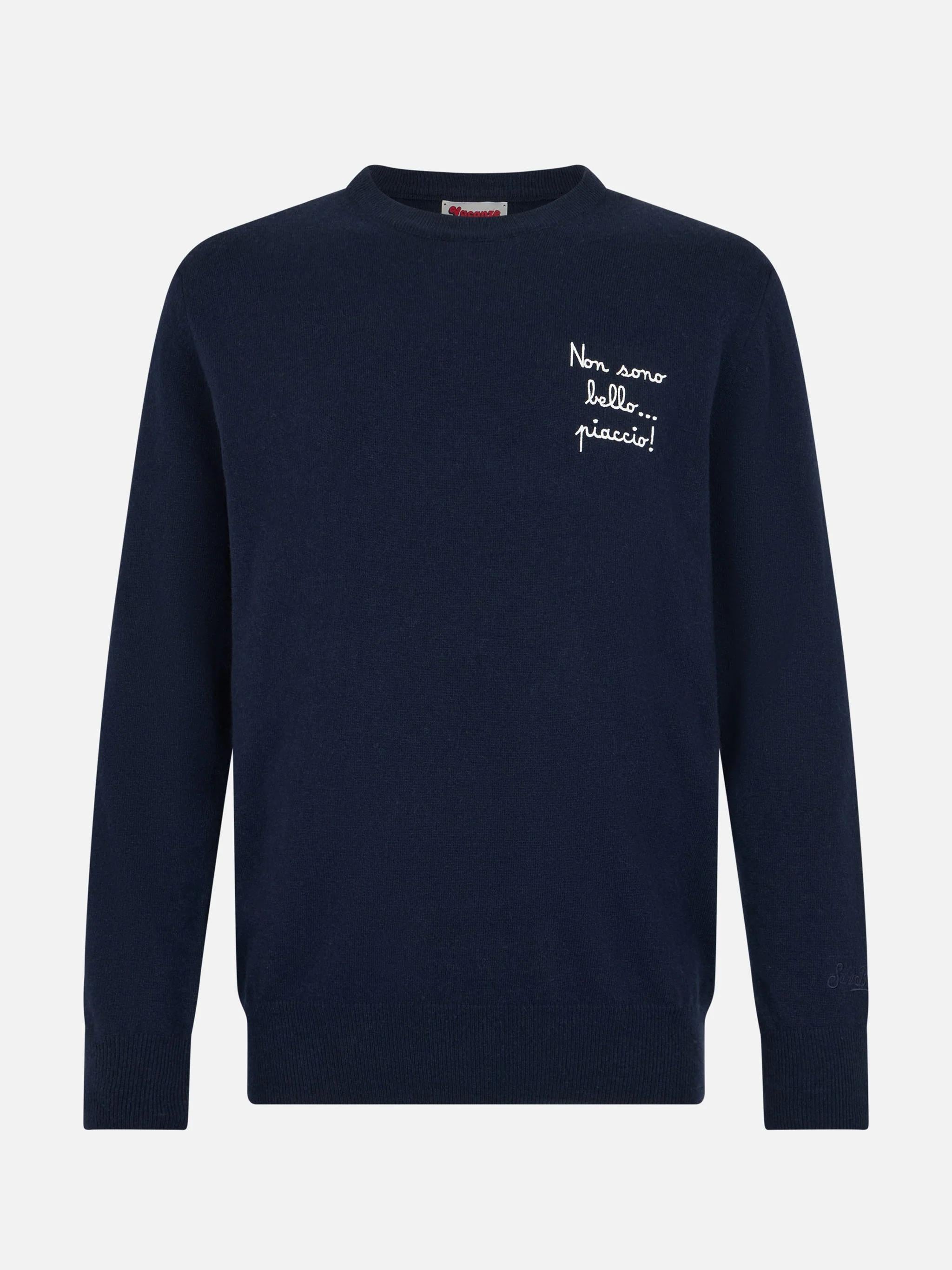Maglione girocollo Heron Light con ricamo Non sono bello, piaccio! | VACANZE DI NATALE SPECIAL EDITION HER0024 02828I MC2 SAINT BARTH 