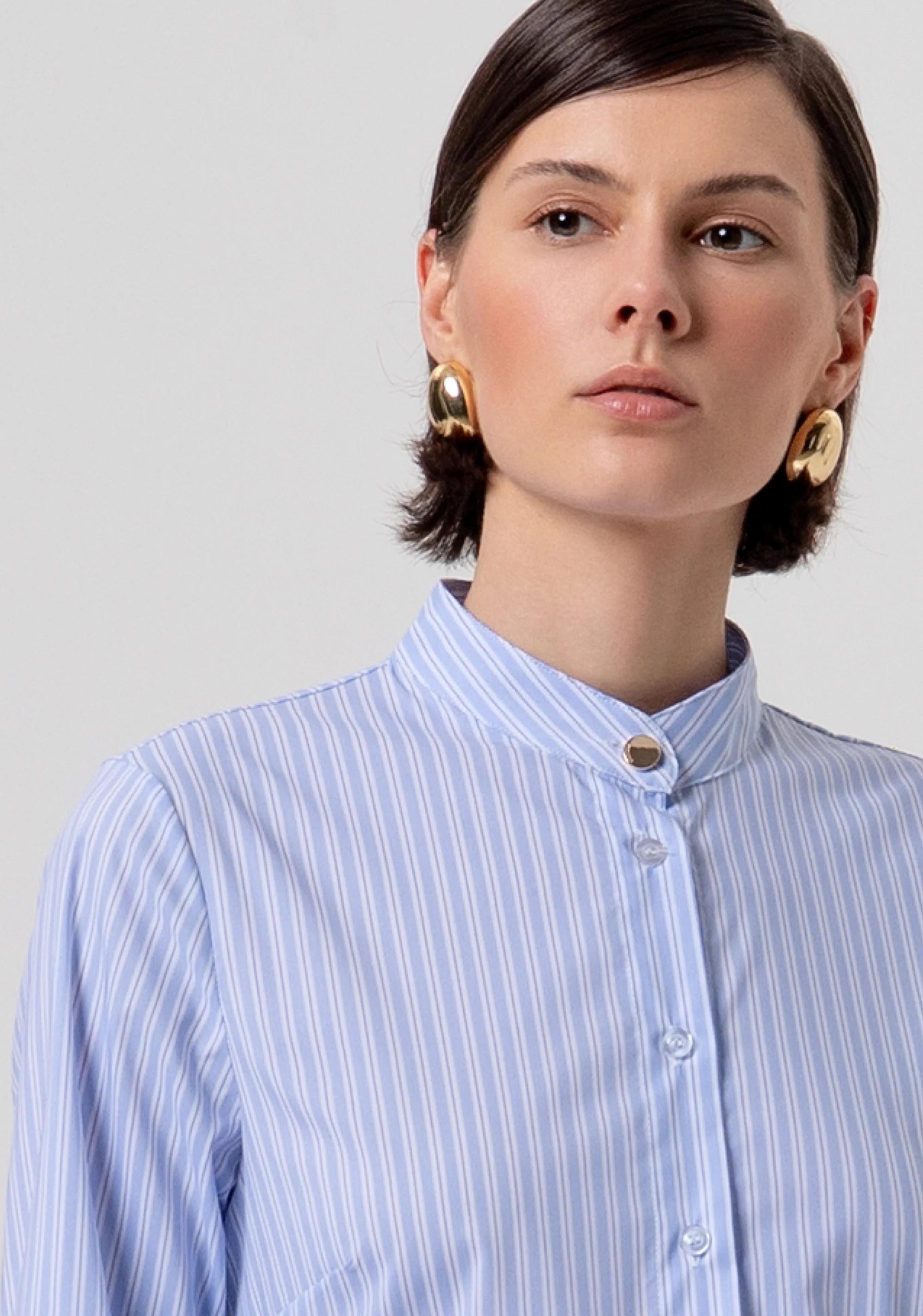 Camicia regular in popeline a righe whitelightblue FR26ST6038W697N8 I24 FRACOMINA 