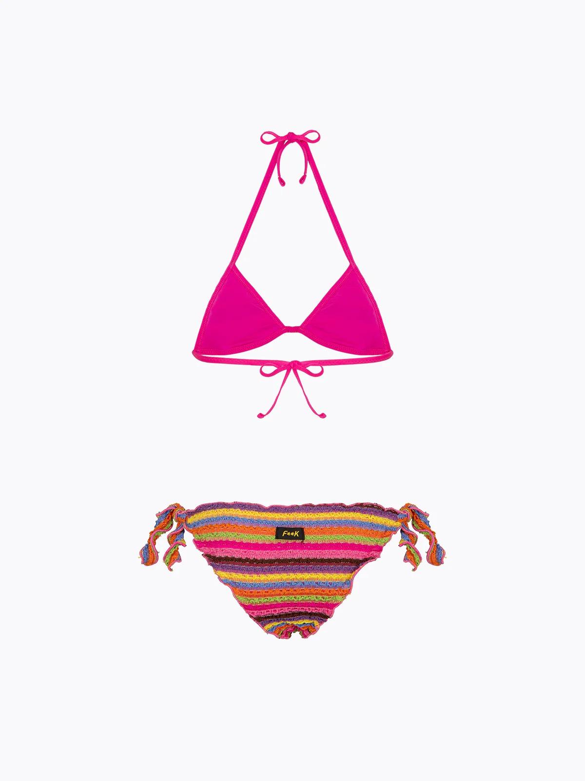 Bikini Bambina F**K Triangolo con Slip Regolabile Multicolor SG0600-MC FJ26-SG0600 MC F**K 