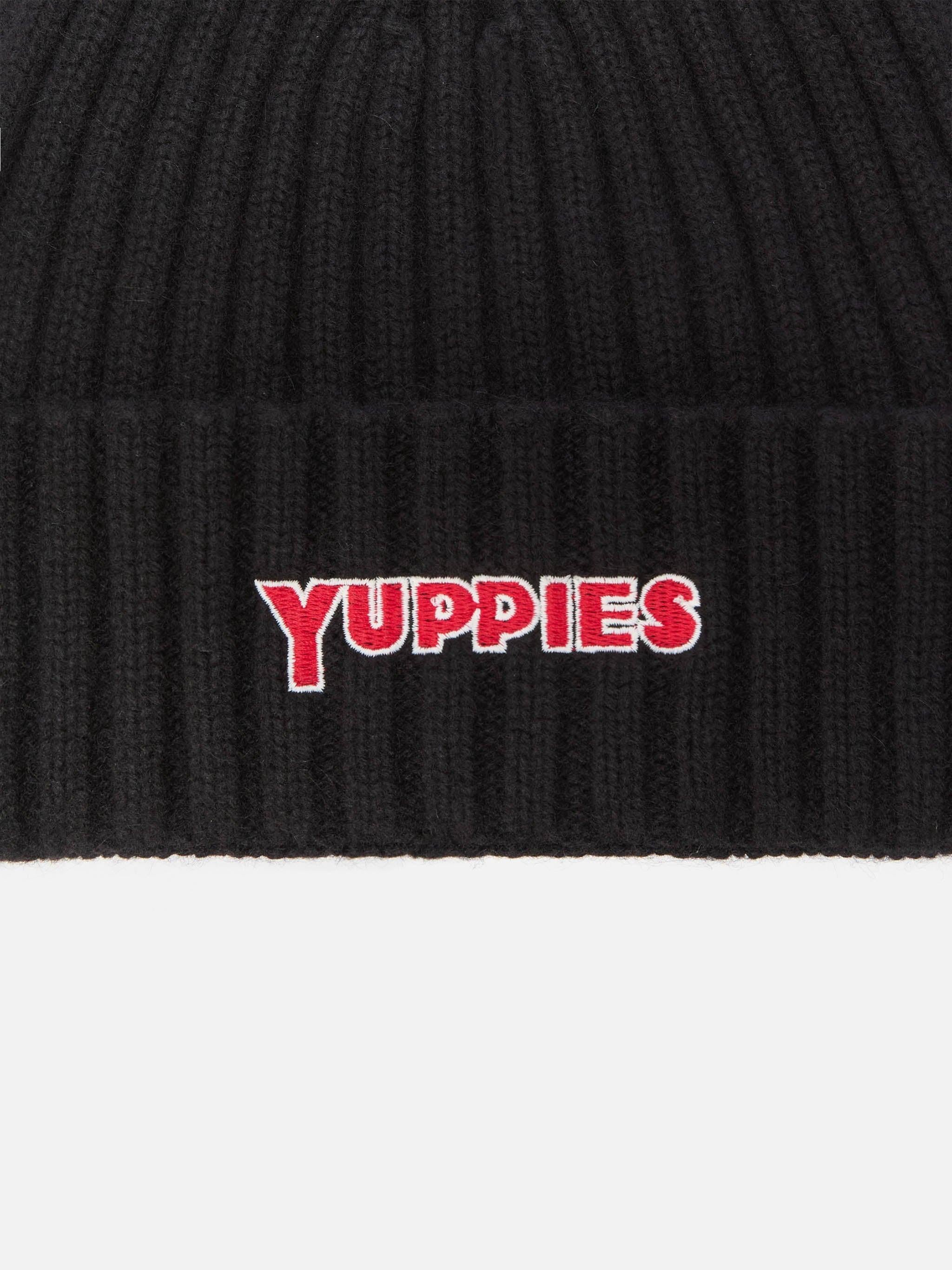 Berretto Wengen in misto cashmere nero con ricamo Yuppies WENG001 00420I MC2 SAINT BARTH 