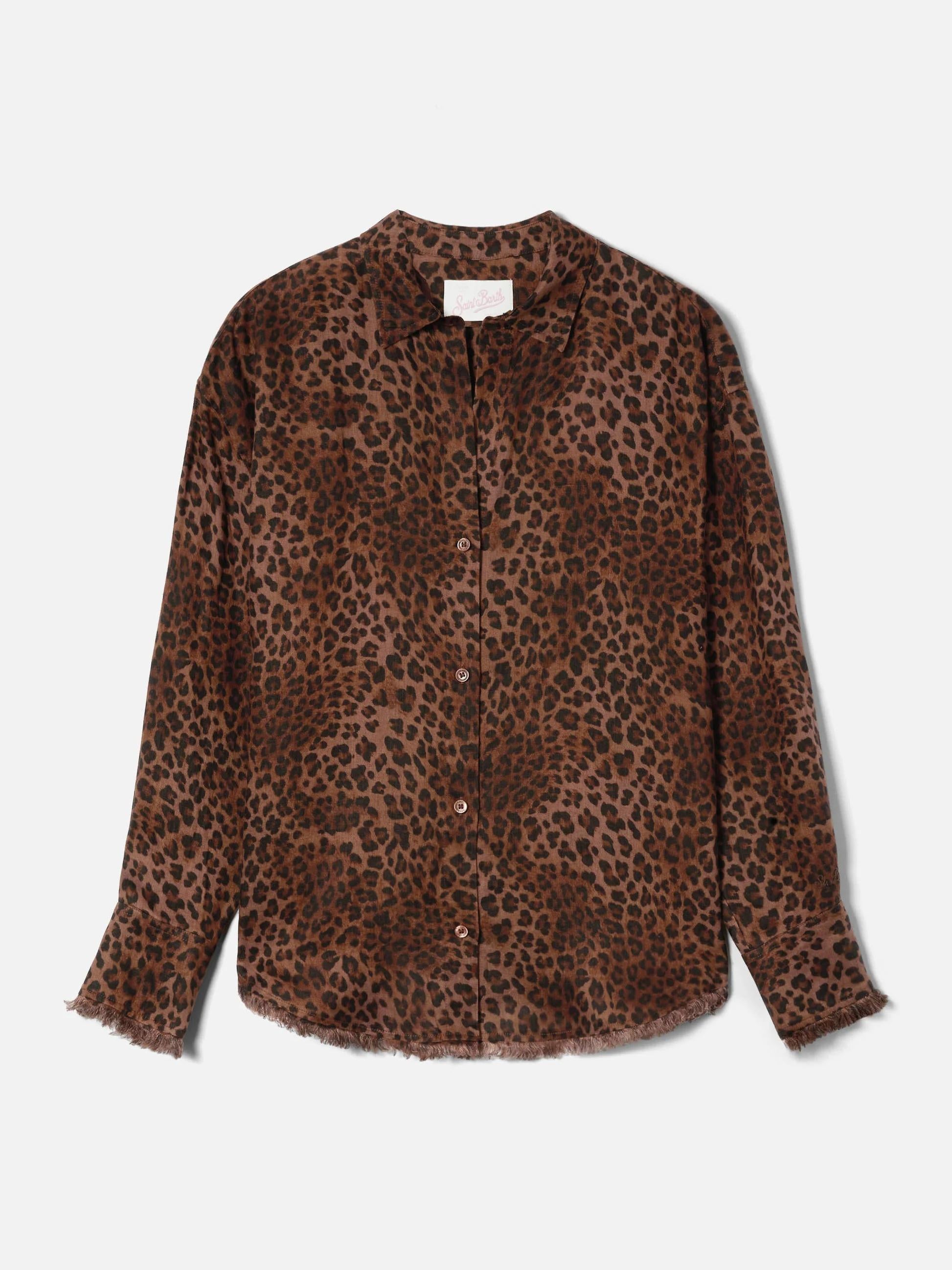 Camicia Cristal in lino con stampa leopardata CYS0001 07842L MC2 SAINT BARTH 