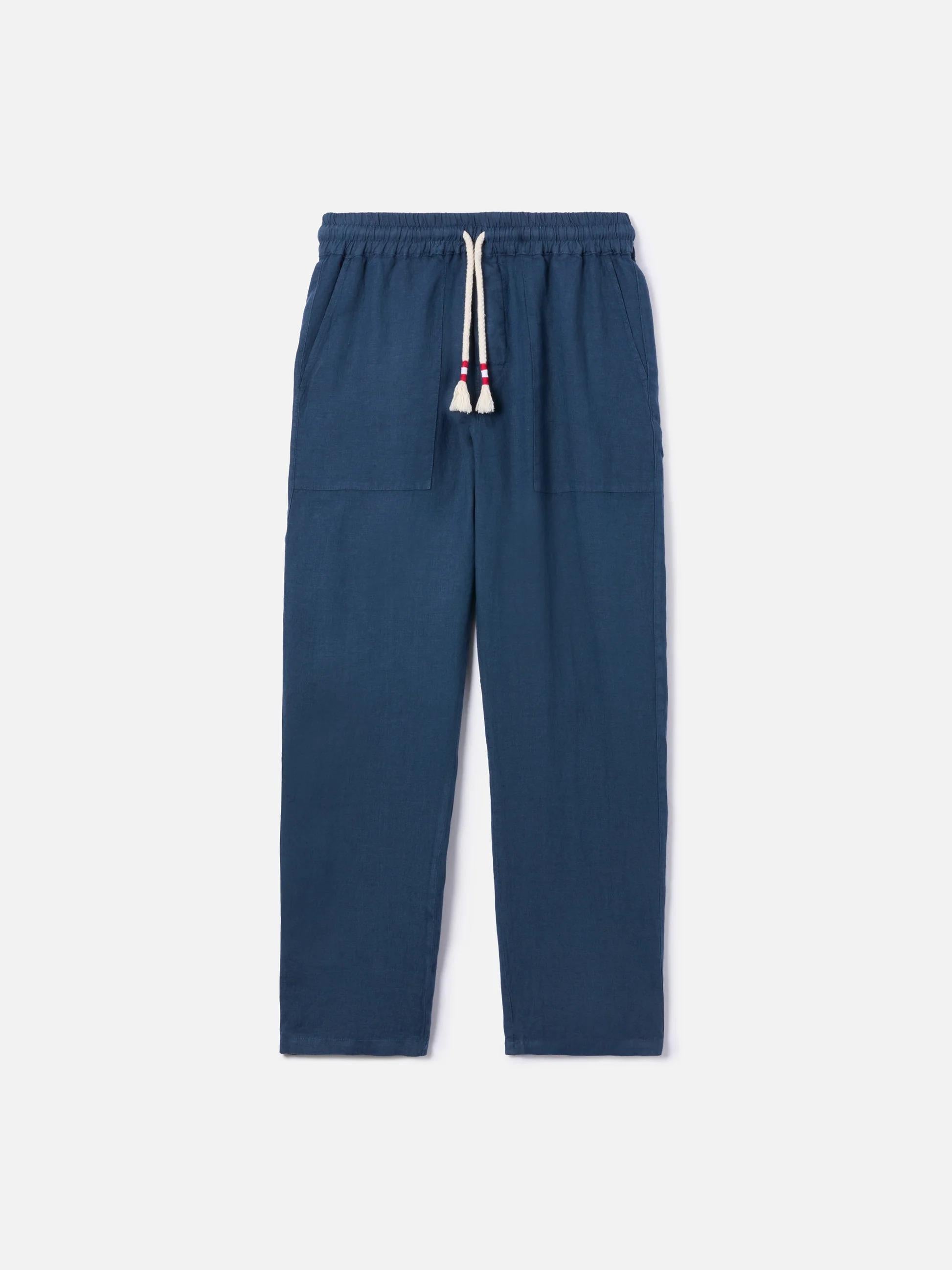 Pantalone Calais in lino blu navy tinta unita CAA0001 00119L MC2 SAINT BARTH 
