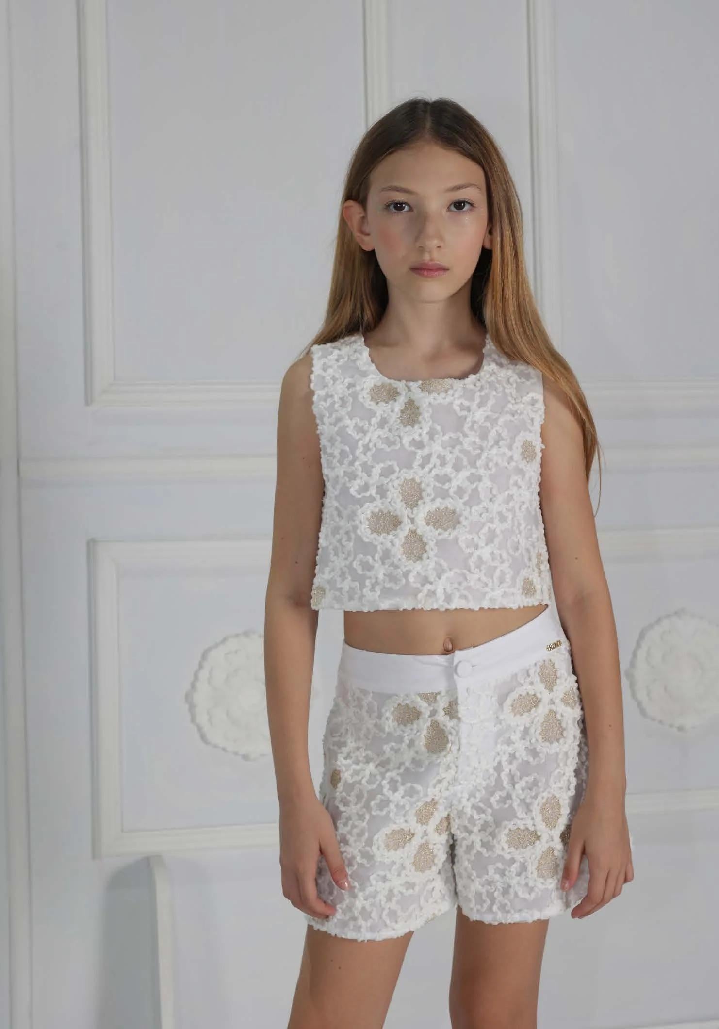 Shorts Hate-Love bambina Off White HLJSO03462 OFF WHITE H-LOVE 