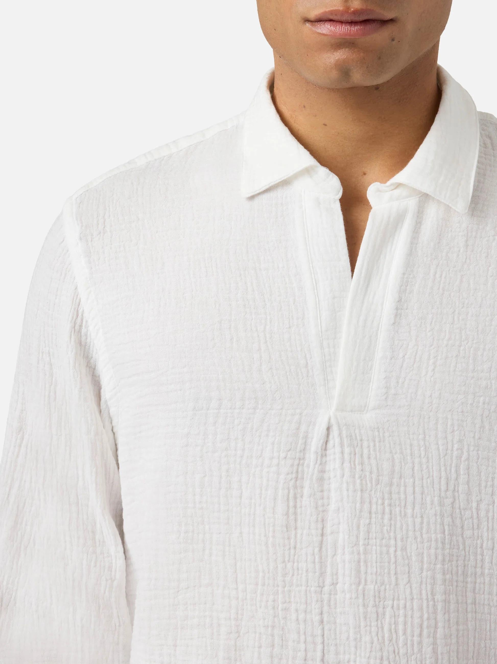 Polo Ventotene bianco a maniche lunghe in cotone waffle VNT0001 080039L MC2 SAINT BARTH 