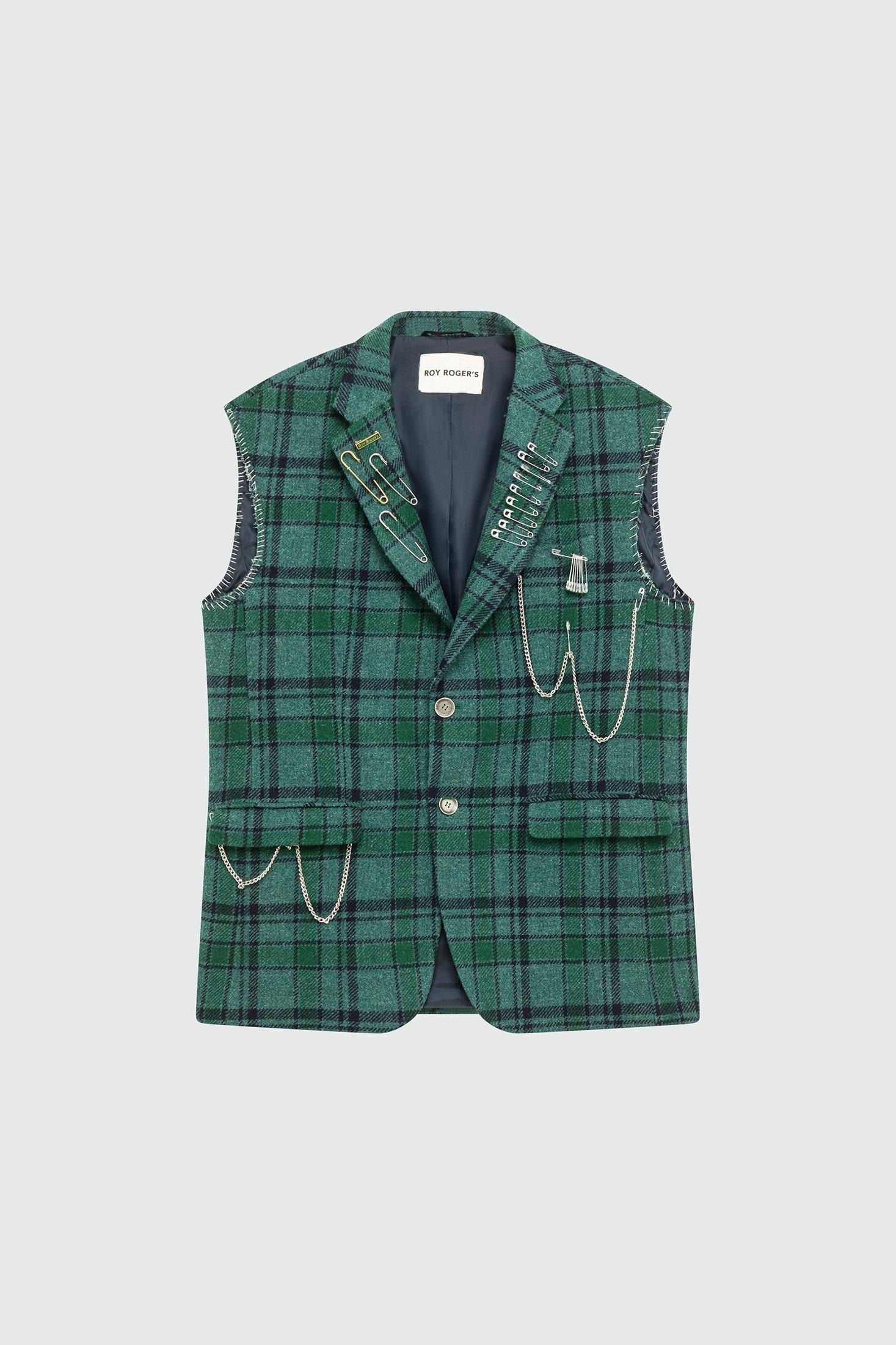 GILET IN LANA A QUADRI CON PINS RND90214CQ15XXXX C0611 ROY ROGER'S 
