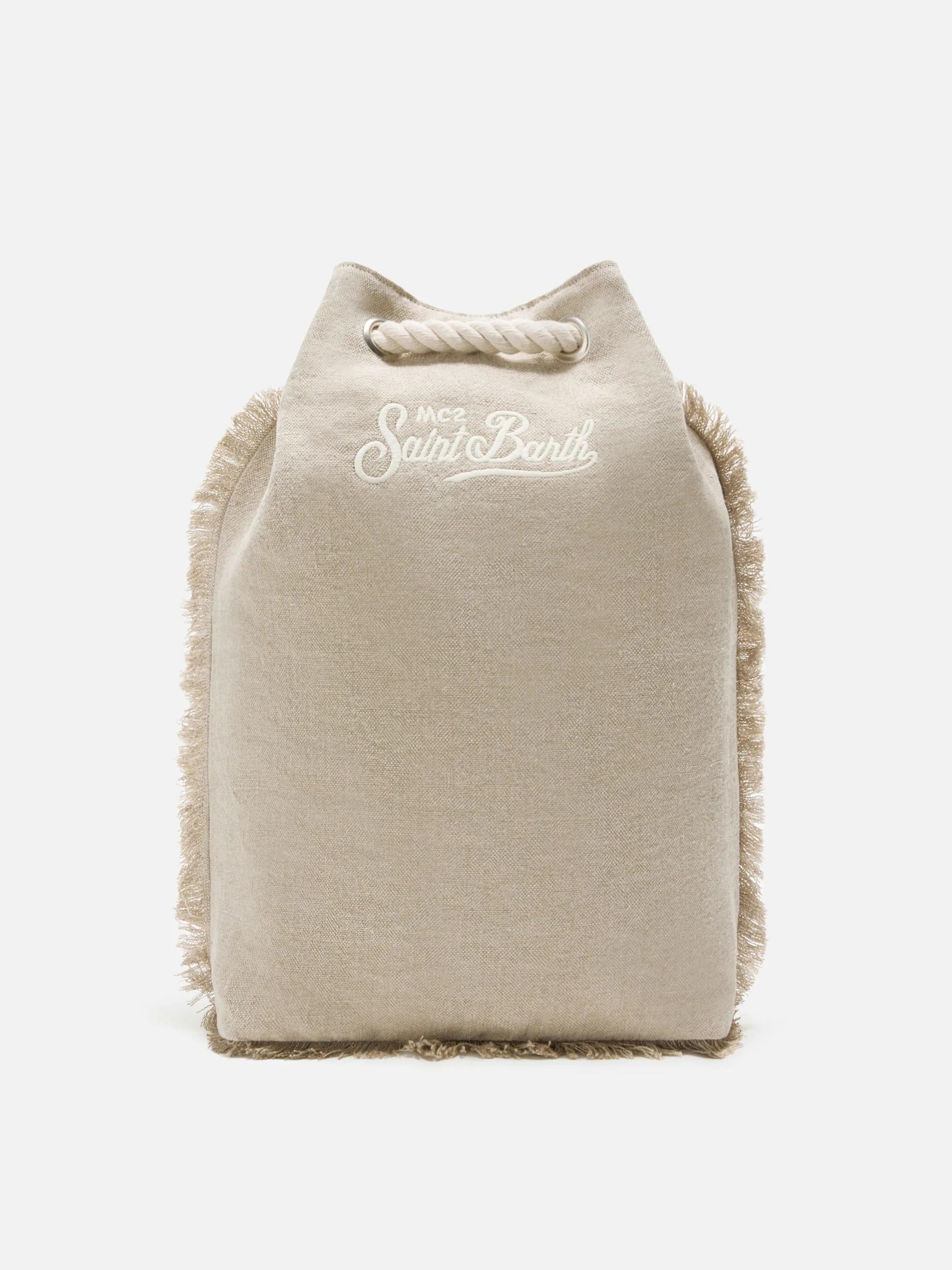 Zaino Boat in lino beige con logo stampato BOBP002 01247L MC2 SAINT BARTH 