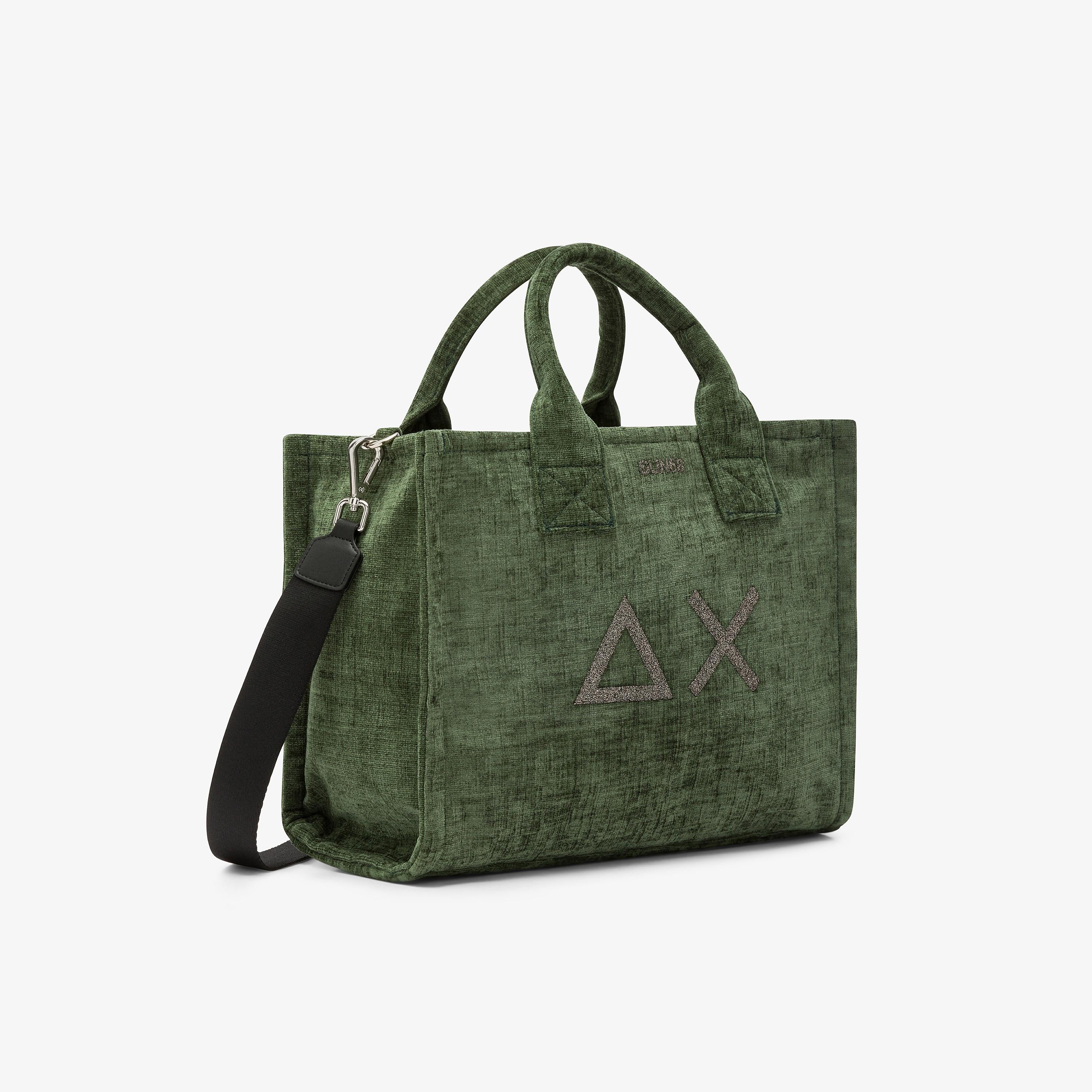 Shopping bag midi Cali in velluto verde prato X45203 88 SUN 68 