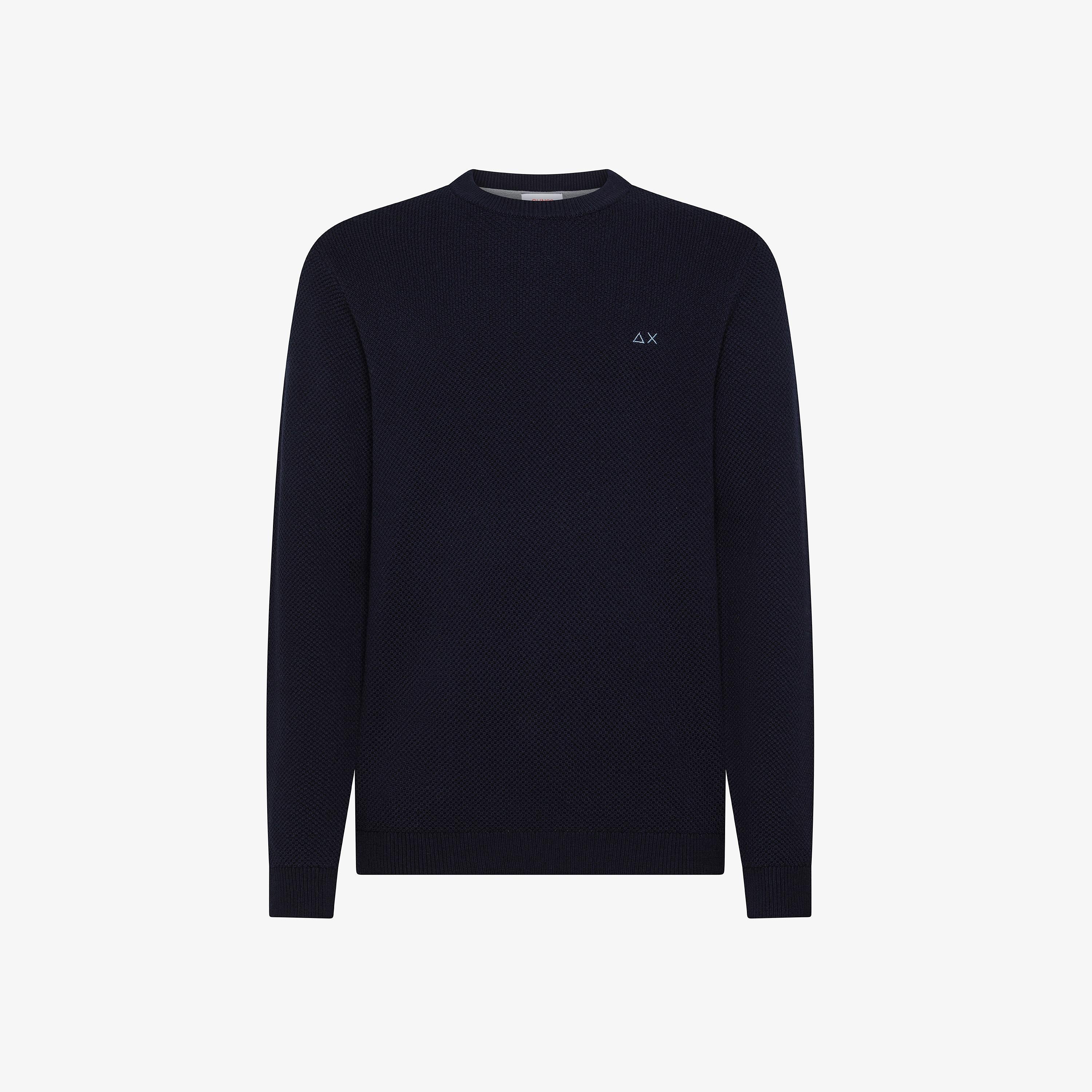 SUN68 Maglia in cotone e lana punto riso navy blue K45126 07 SUN 68 