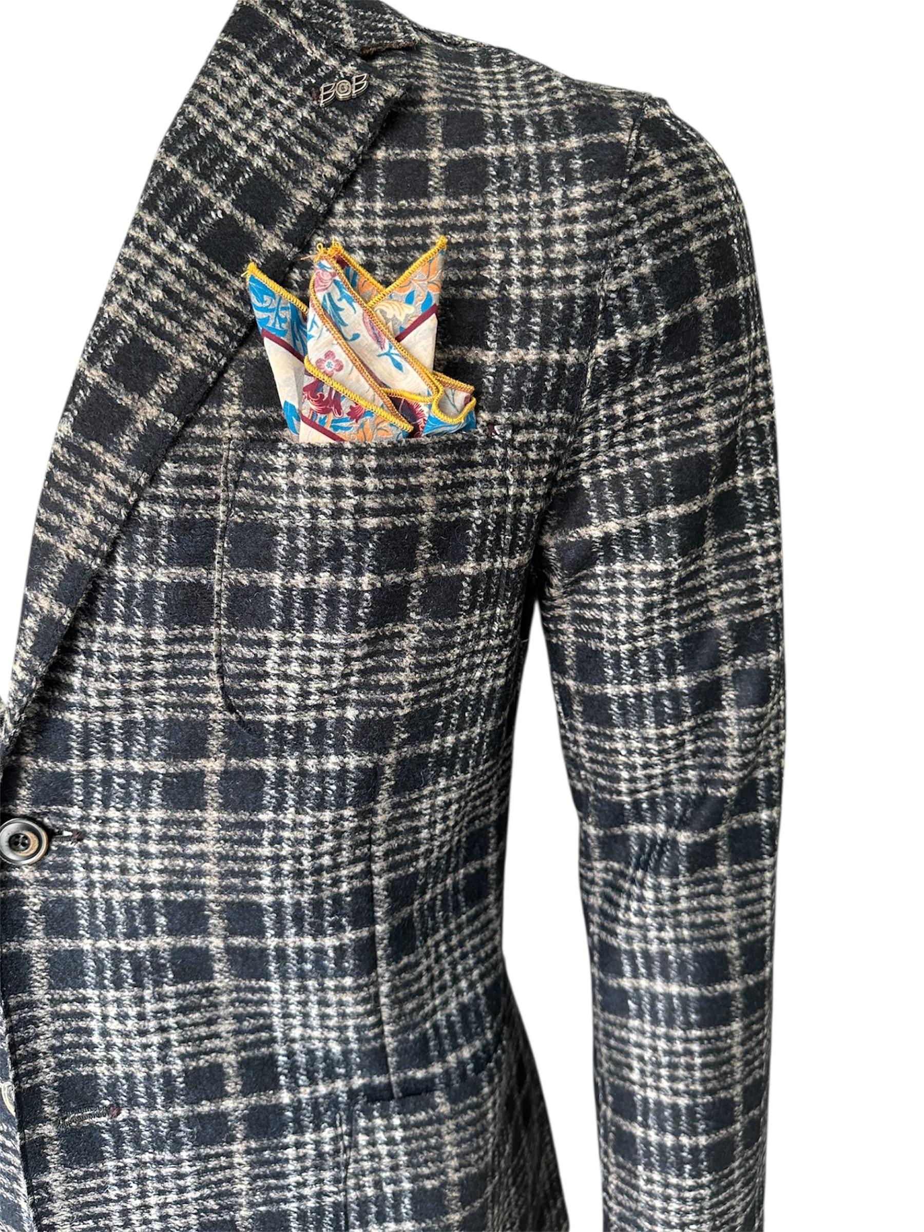 Bob giacca monopettotessuto fantasia blu e grigio HARLOW164-T164 VAR.1 BOB 