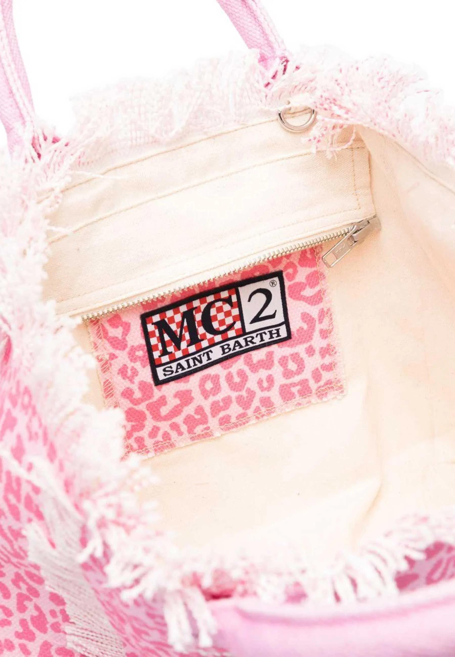 Mc2 saint barth Borsa Colette Effetto Leopardato con Logo Bianco e Frange COL0001 03479L MC2 SAINT BARTH 