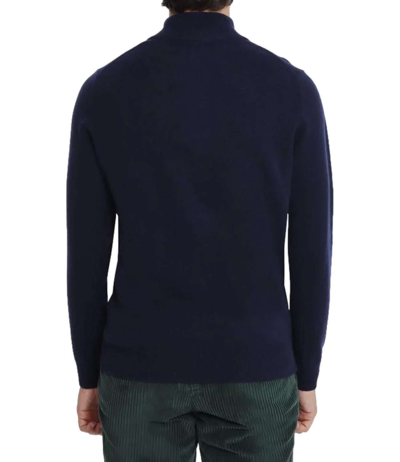 Pullover a mezza zip Jermyn in 100% lambswool night blue JERM002 00063I MC2 SAINT BARTH 