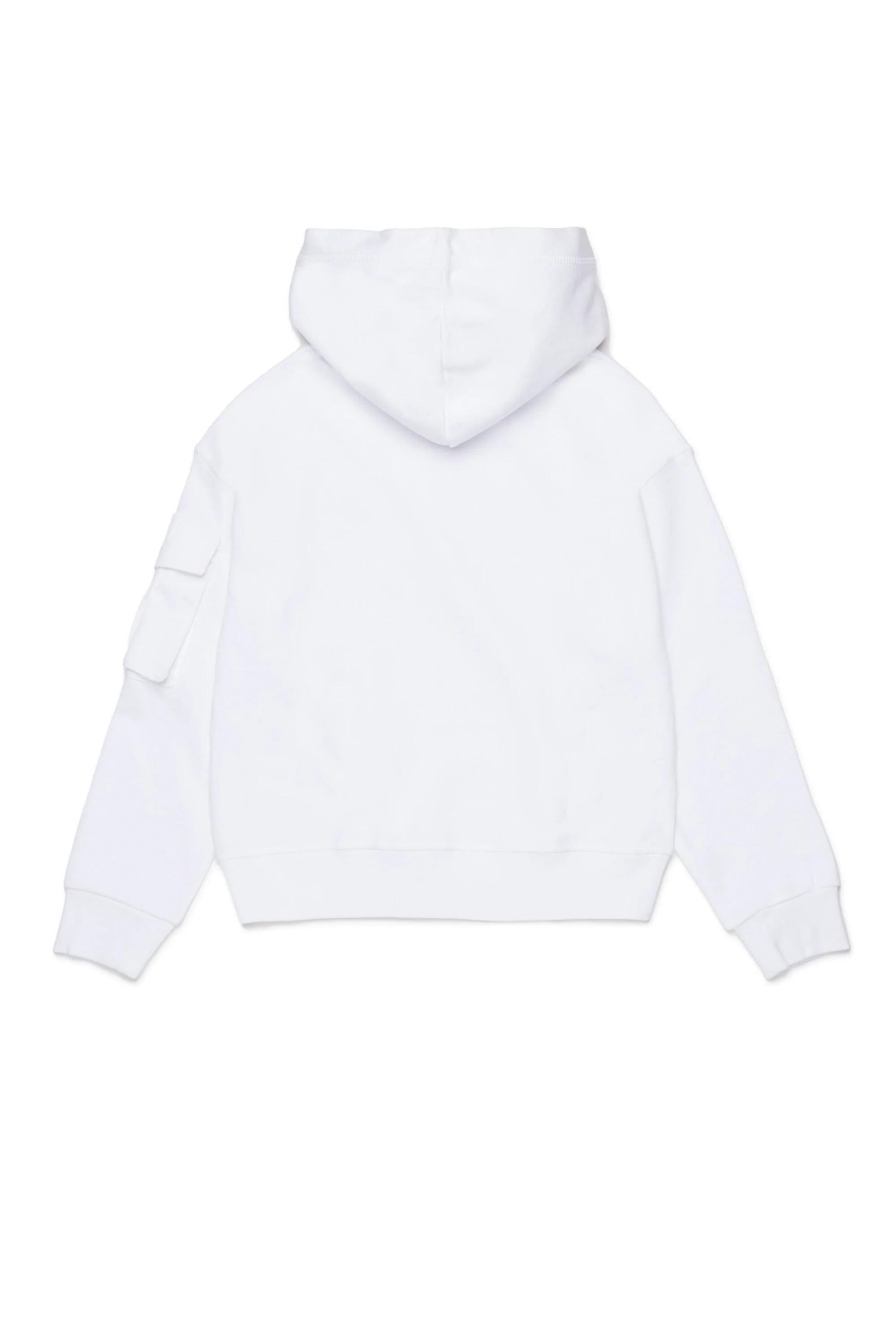 Felpa cappuccio con foglia d'acero bianca DQ2735-Dsqured Kid DQ2735-D0AC6 DQ100 DSQUARED KID 