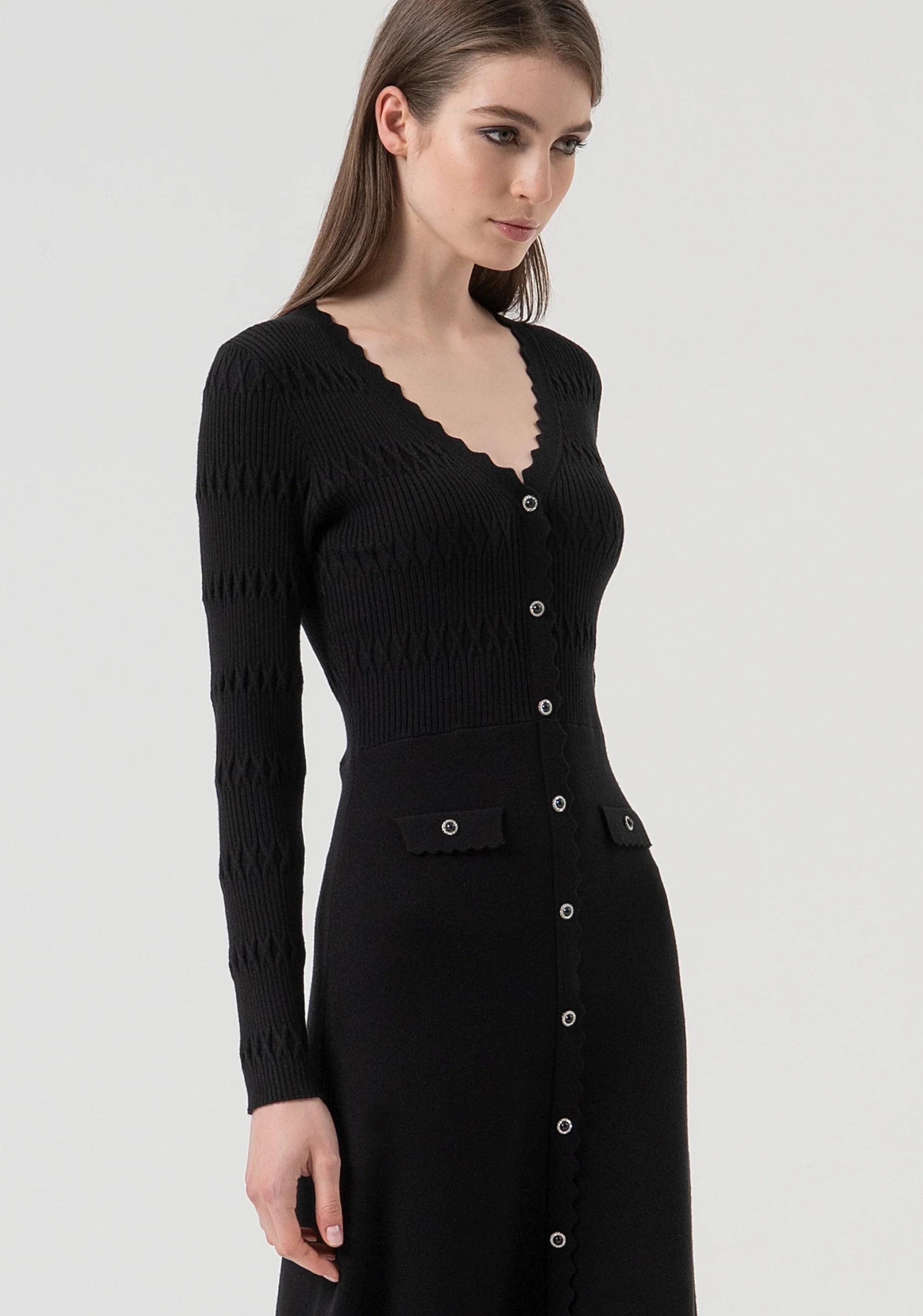 Fracomina Abito slim lungo in maglia black FR25WD5006K50401 053 FRACOMINA 