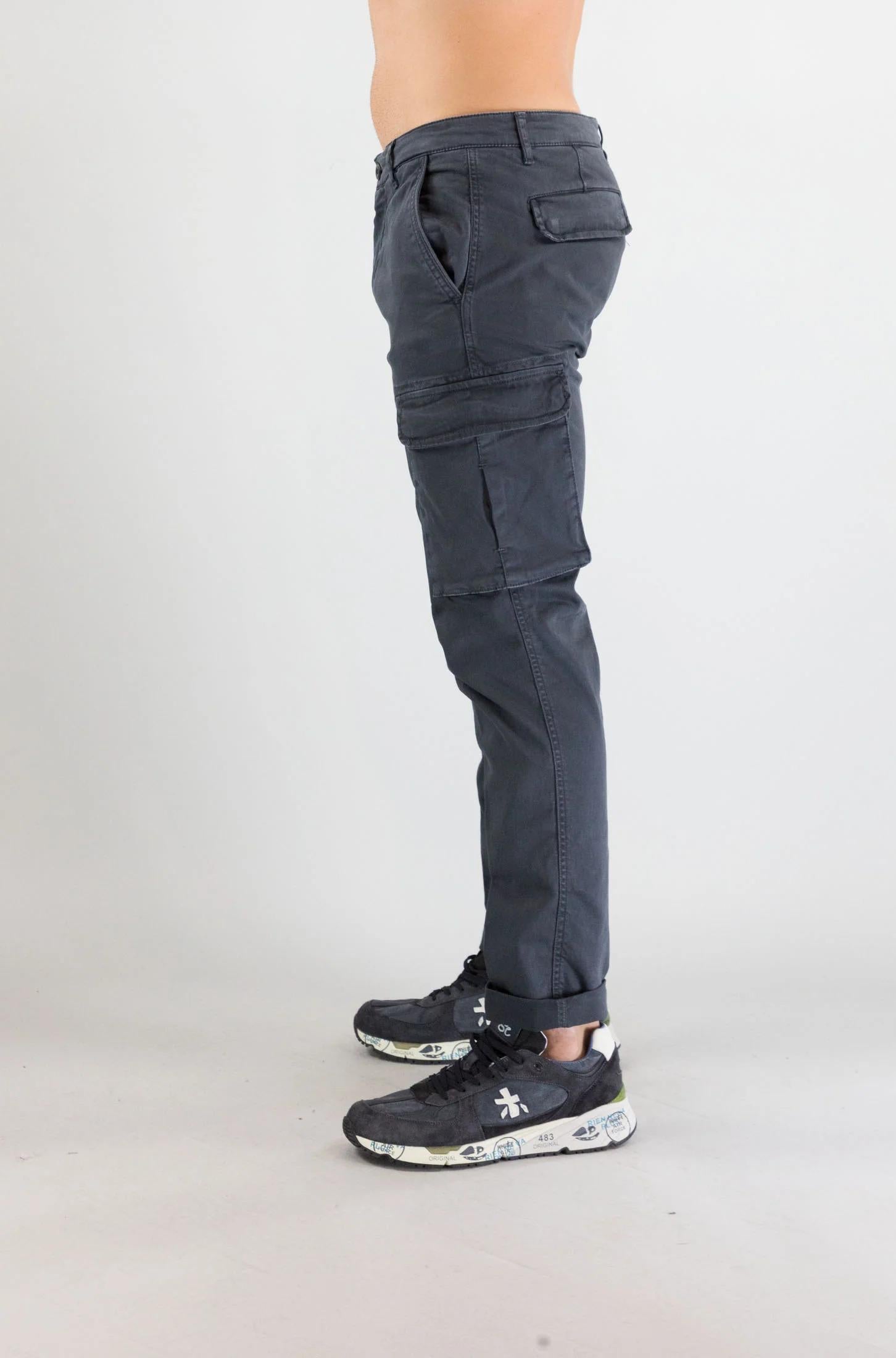 Pantalone Cargo 40weft Blu Slavato da Uomo aiko 2374 AIKO_2374 W1909 40WEFT 