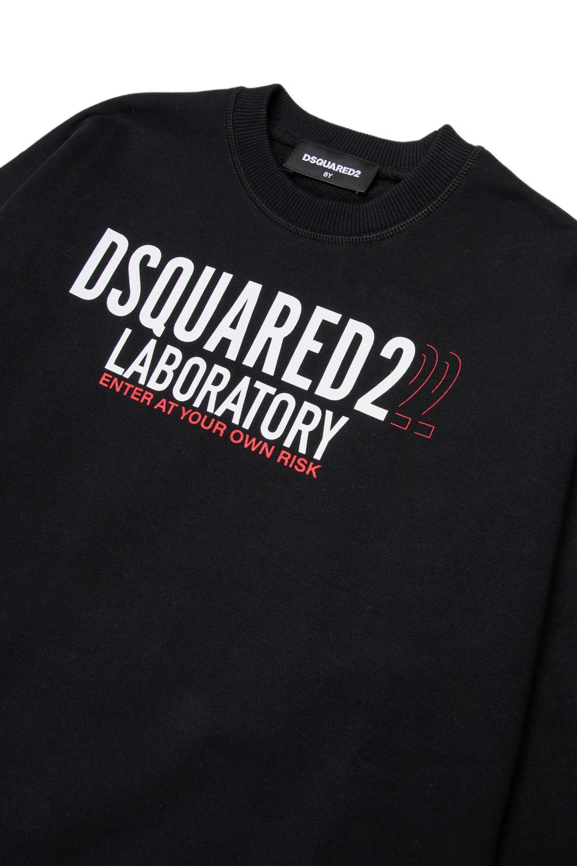 DSQUARED2<BR/>Felpa girocollo con logo del laboratorio nera DQ3006-D0ACC DQ900 DSQUARED KID 