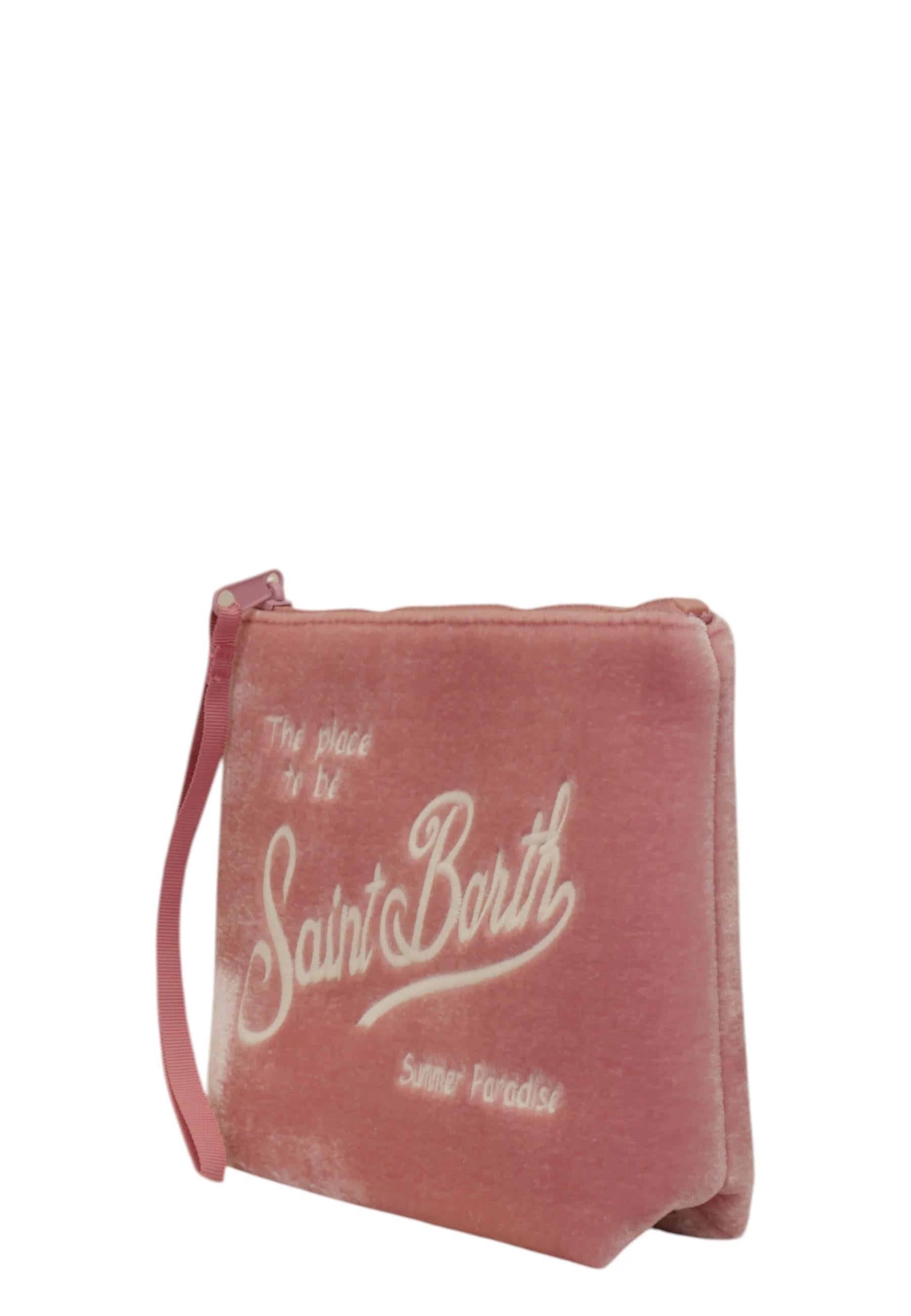 Pochette Aline in velluto ROSA con logo Saint Barth in strass ALI0014 09246L MC2 SAINT BARTH 
