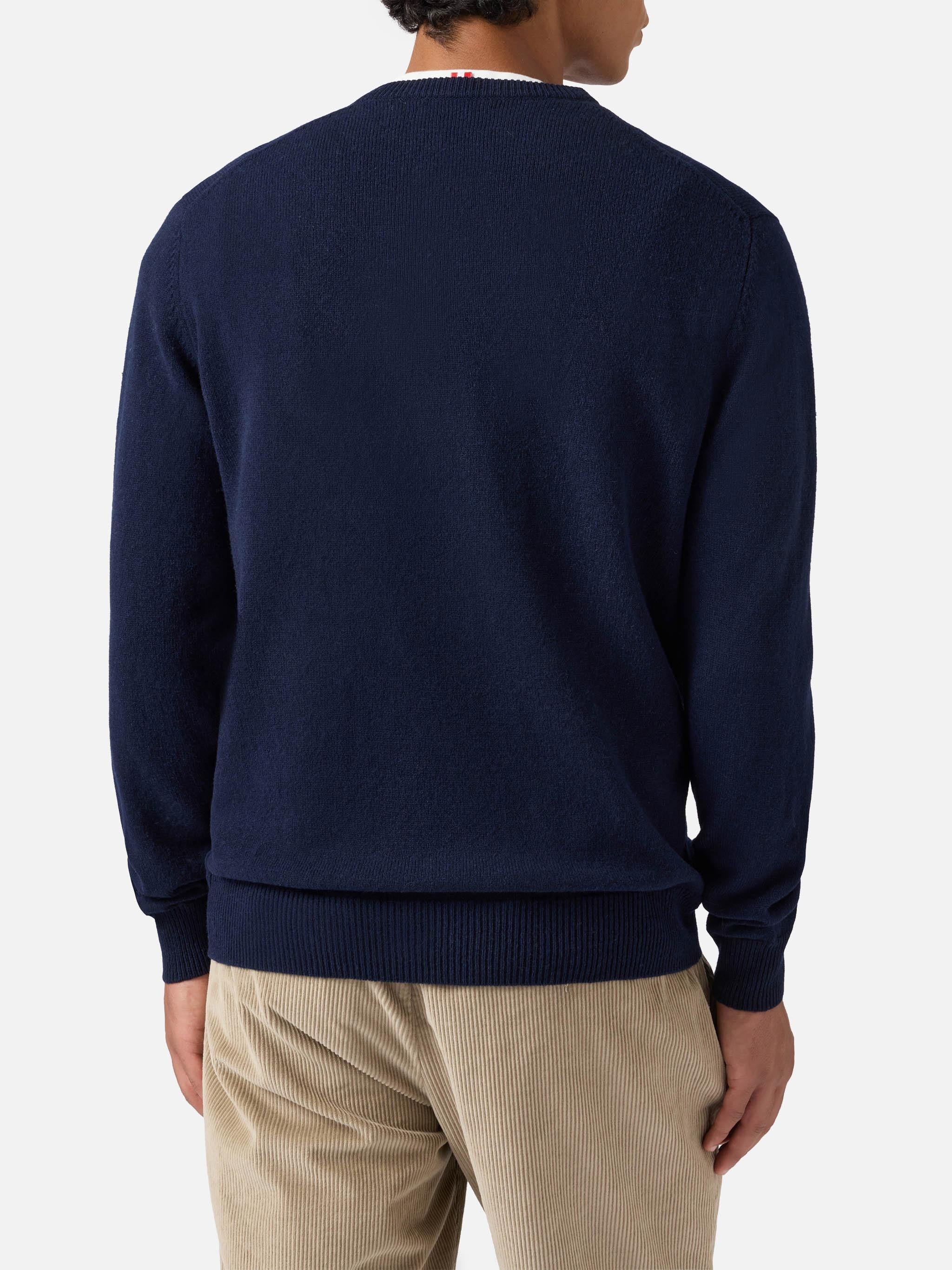 Maglione Regent in lambswool blu notte REGE011 00063I MC2 SAINT BARTH 