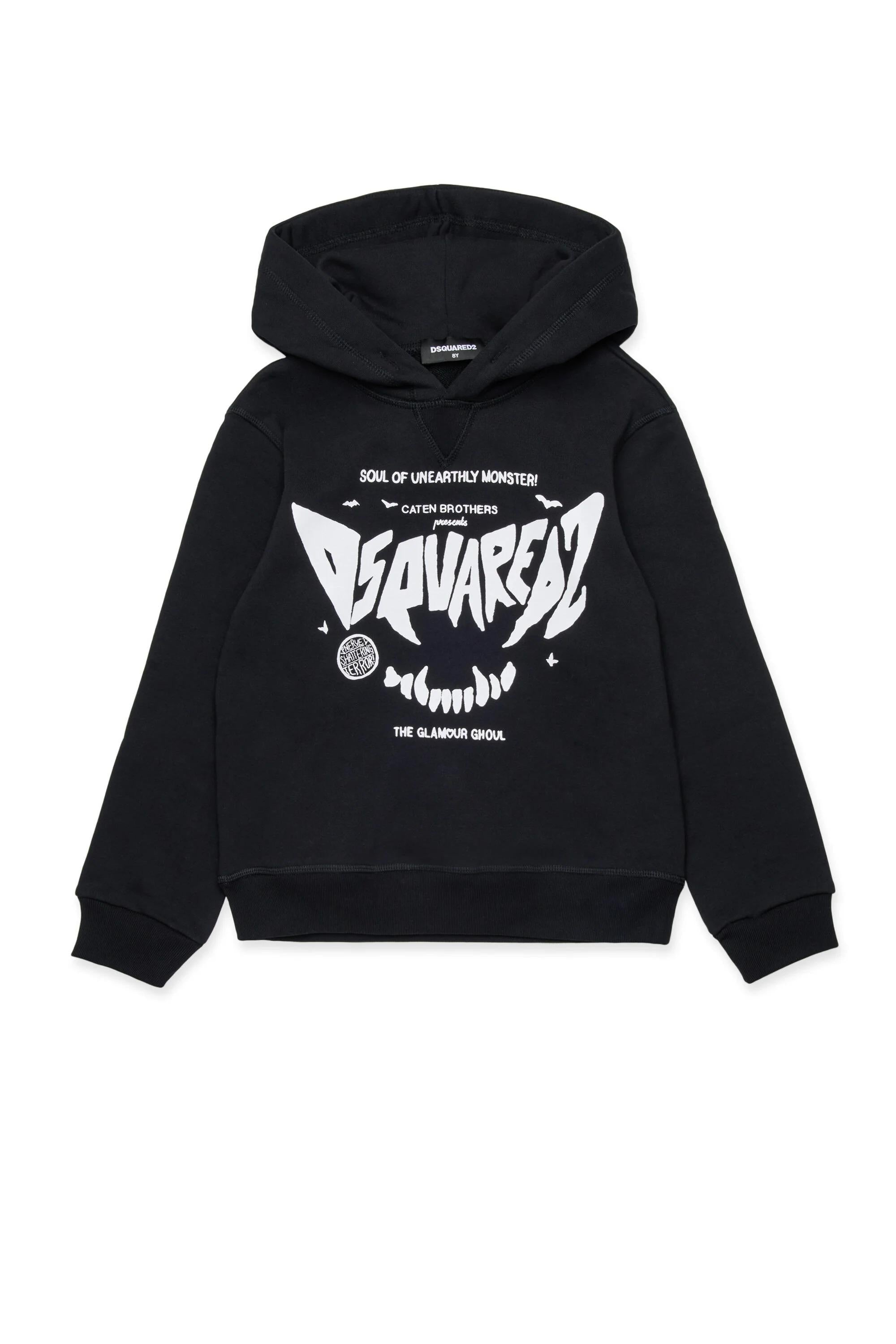 Felpa cappuccio relax DSQUARED2<BR/>Hooded sweatshirt with horror prin black DQ3004-D0094 DQ900 DSQUARED KID 