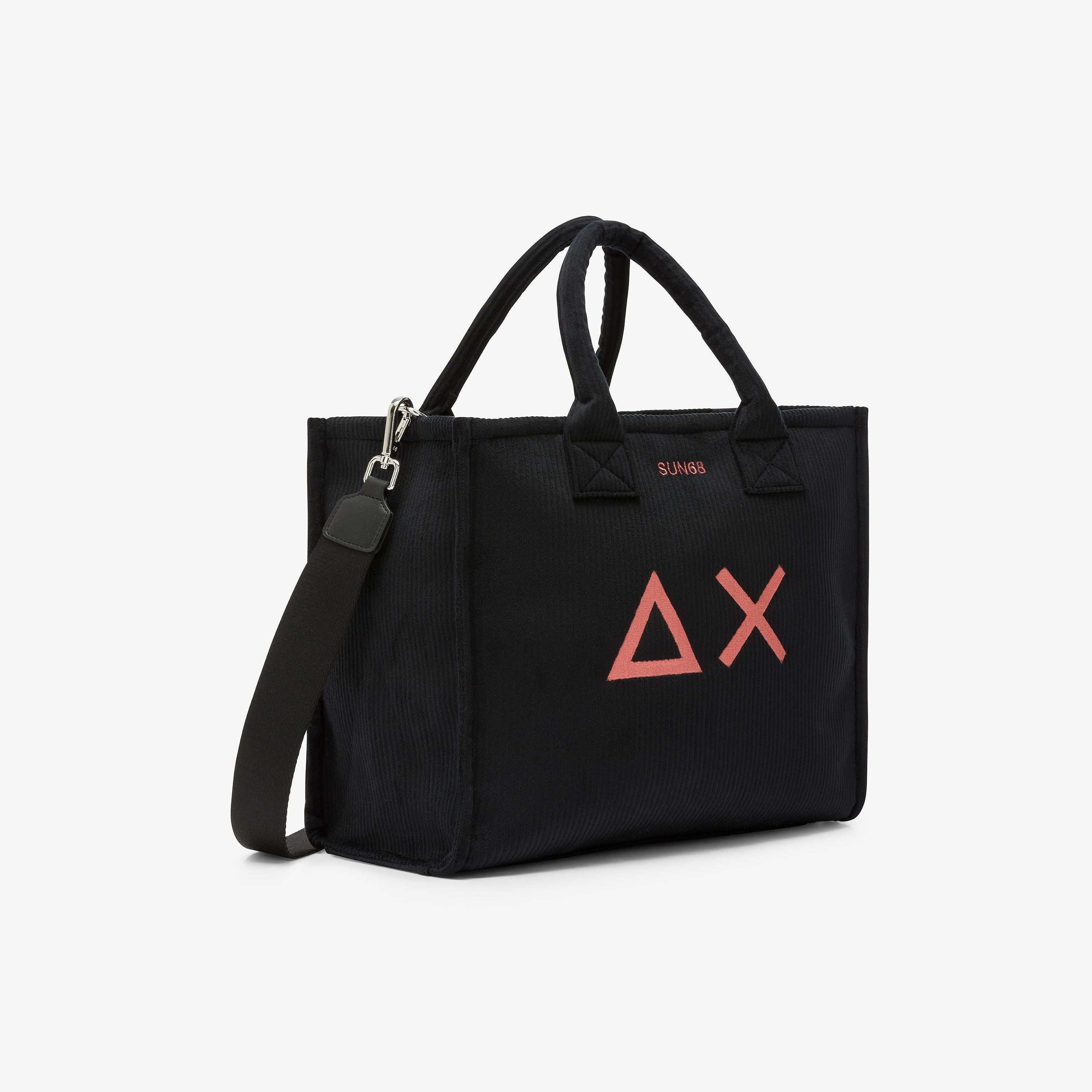 Shopping bag midi Cali in velluto con logo nero X45209 11 SUN 68 