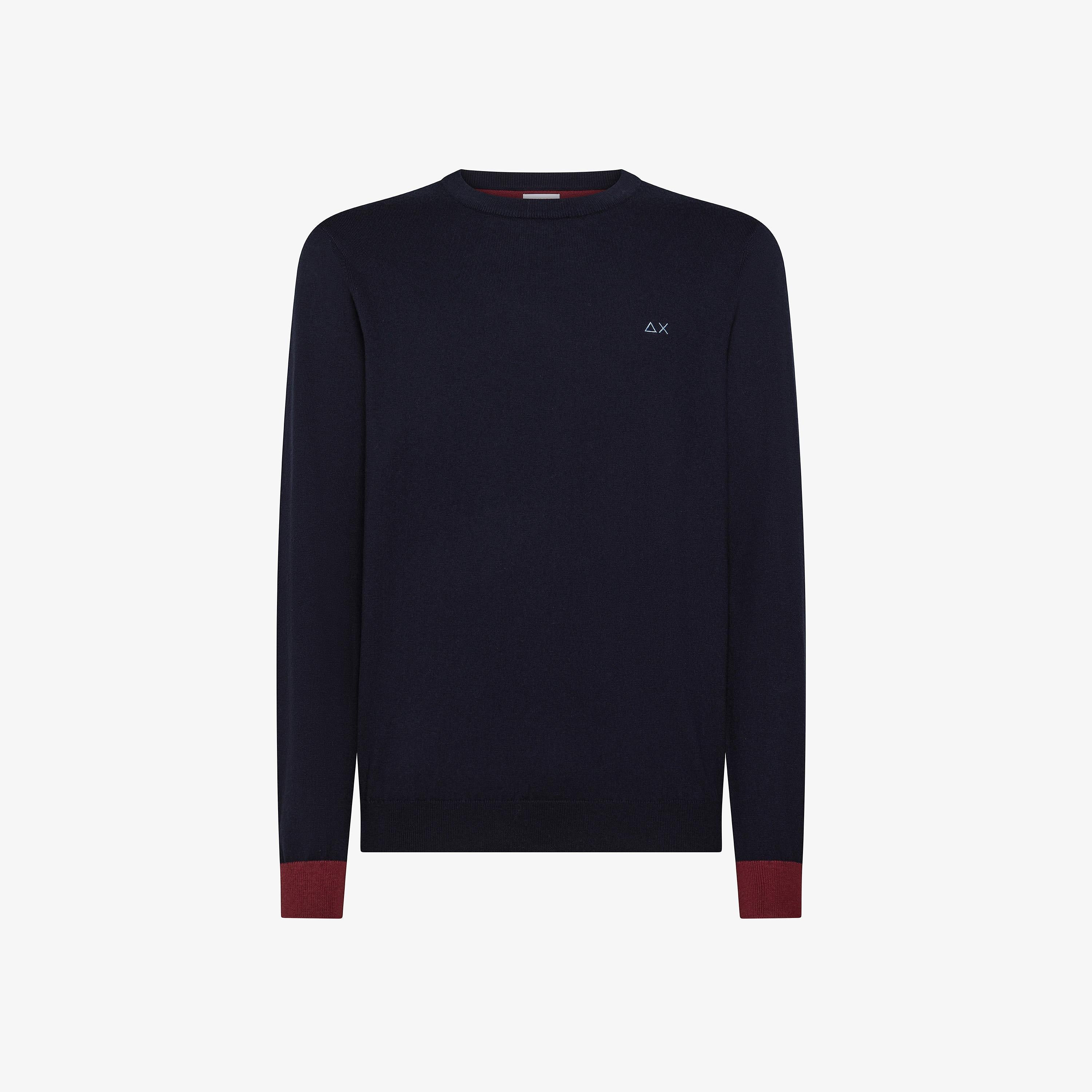 SUN68 Maglia in lana e cotone con patch navy blue K45143 07 SUN 68 