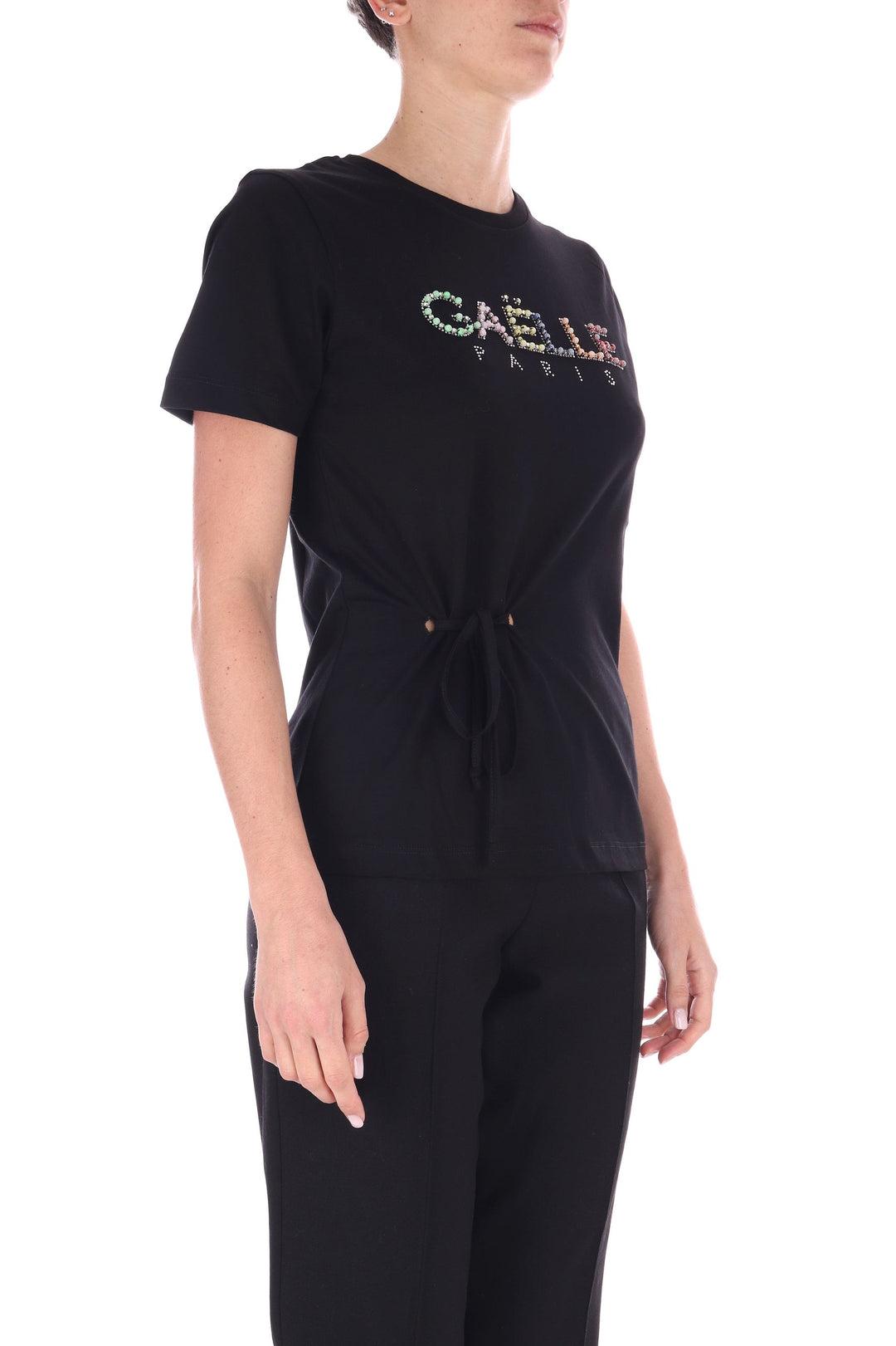T-shirt Gaelle  in jersey con ricamo nera