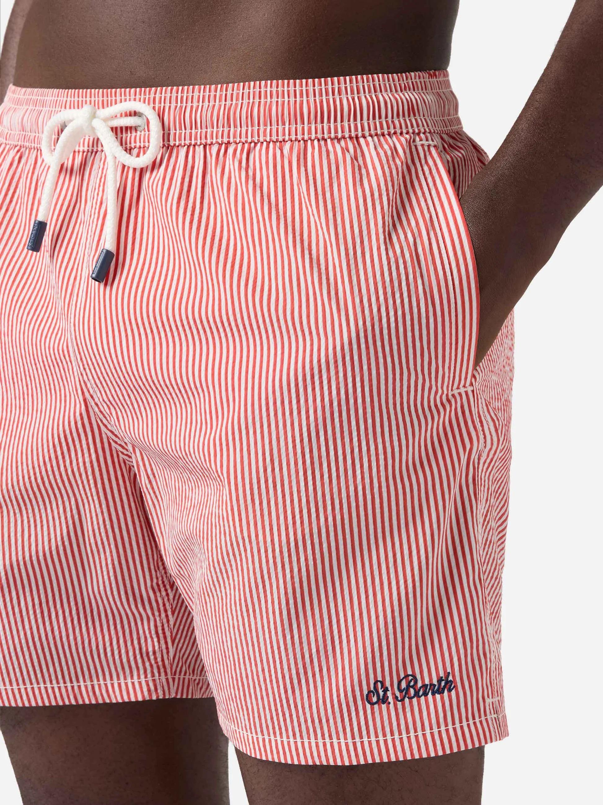 Costume mare Patmos in seersucker rigato rosso e bianco PATM001 01708L MC2 SAINT BARTH 