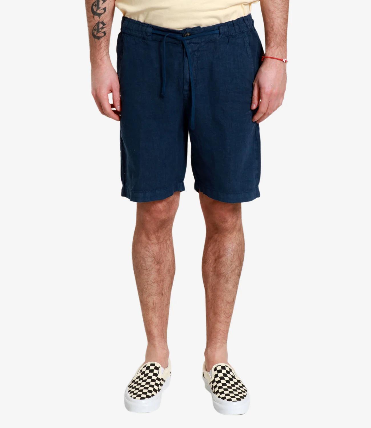 Bermuda portofino heavy linen dyed Blu navy RRU90302P4230569 C0048 ROY ROGER'S 